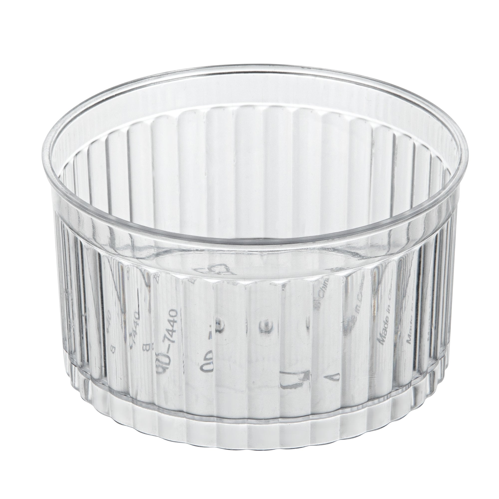 Mini Serve 4 oz Round Clear Plastic Dessert Cup - Fluted - 3'' x 3'' x 1 1/2'' - 25 count box