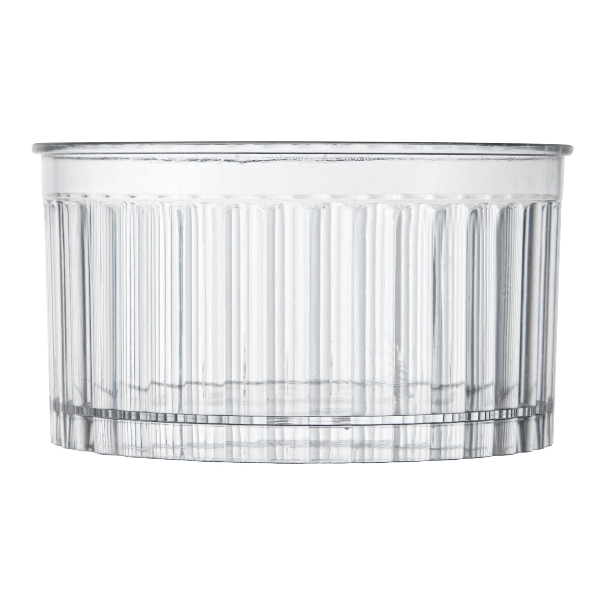 Mini Serve 4 oz Round Clear Plastic Dessert Cup - Fluted - 3'' x 3'' x 1 1/2'' - 25 count box