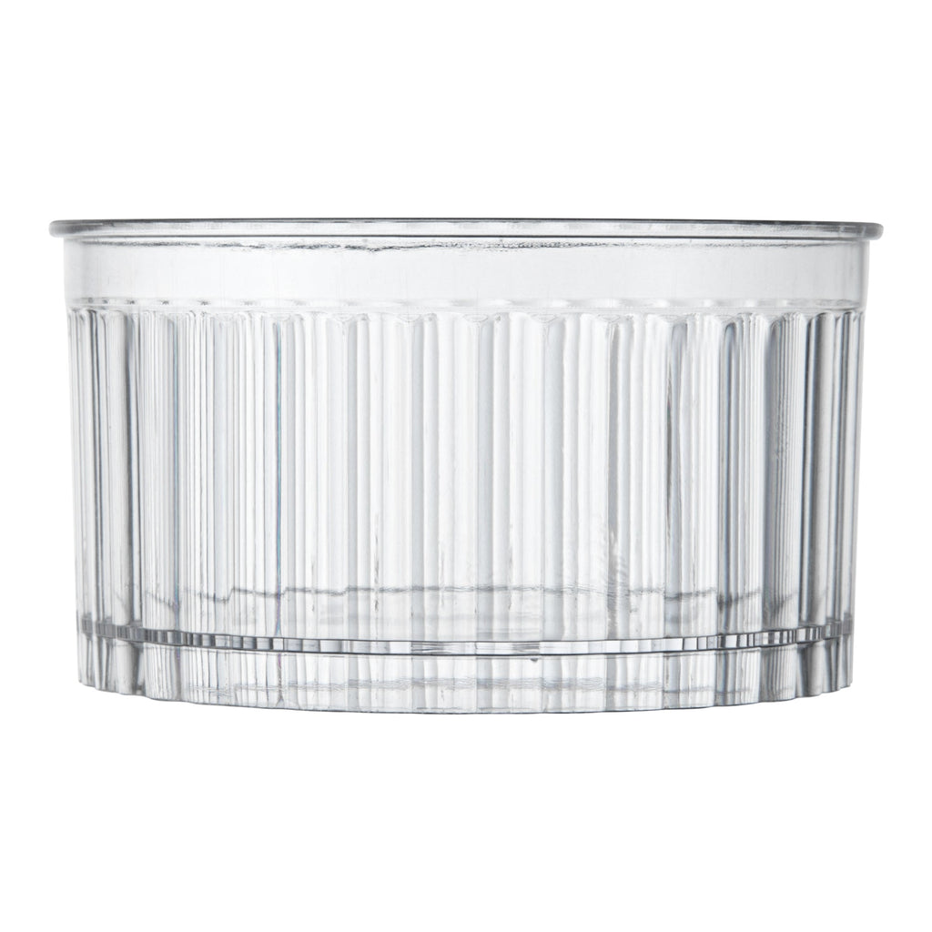 Mini Serve 4 oz Round Clear Plastic Dessert Cup - Fluted - 3'' x 3'' x 1 1/2'' - 100 count box