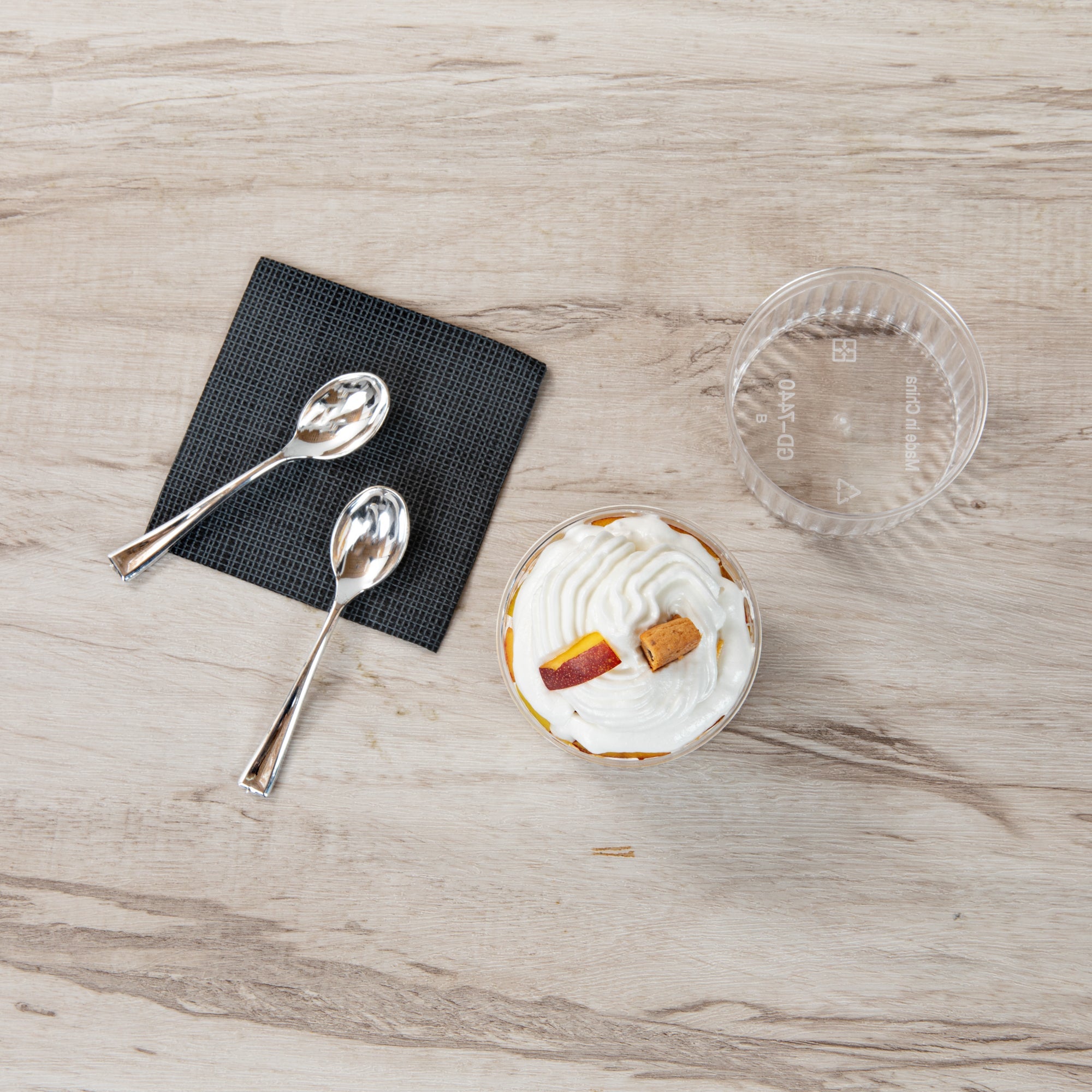 Mini Serve 4 oz Round Clear Plastic Dessert Cup - Fluted - 3'' x 3'' x 1 1/2'' - 100 count box