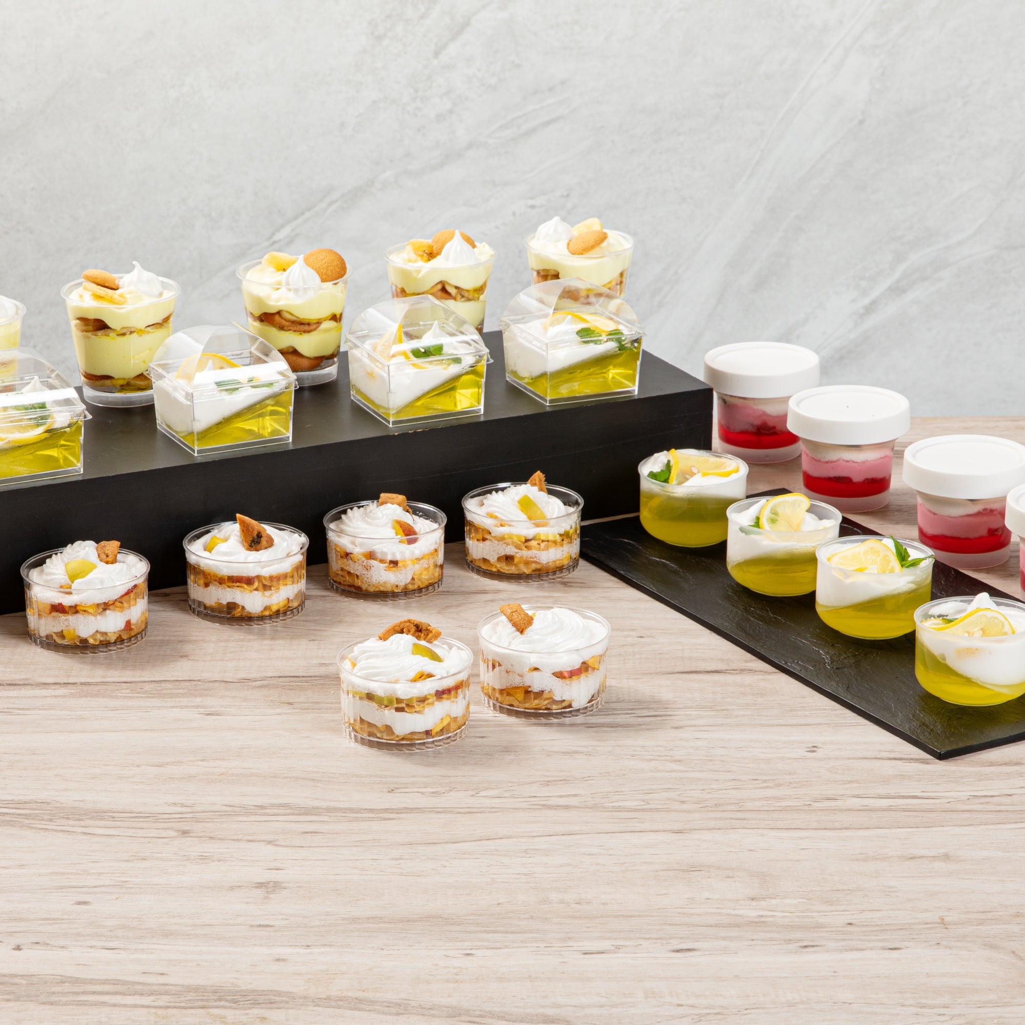 Mini Serve 4 oz Round Clear Plastic Dessert Cup - Fluted - 3'' x 3'' x 1 1/2'' - 100 count box