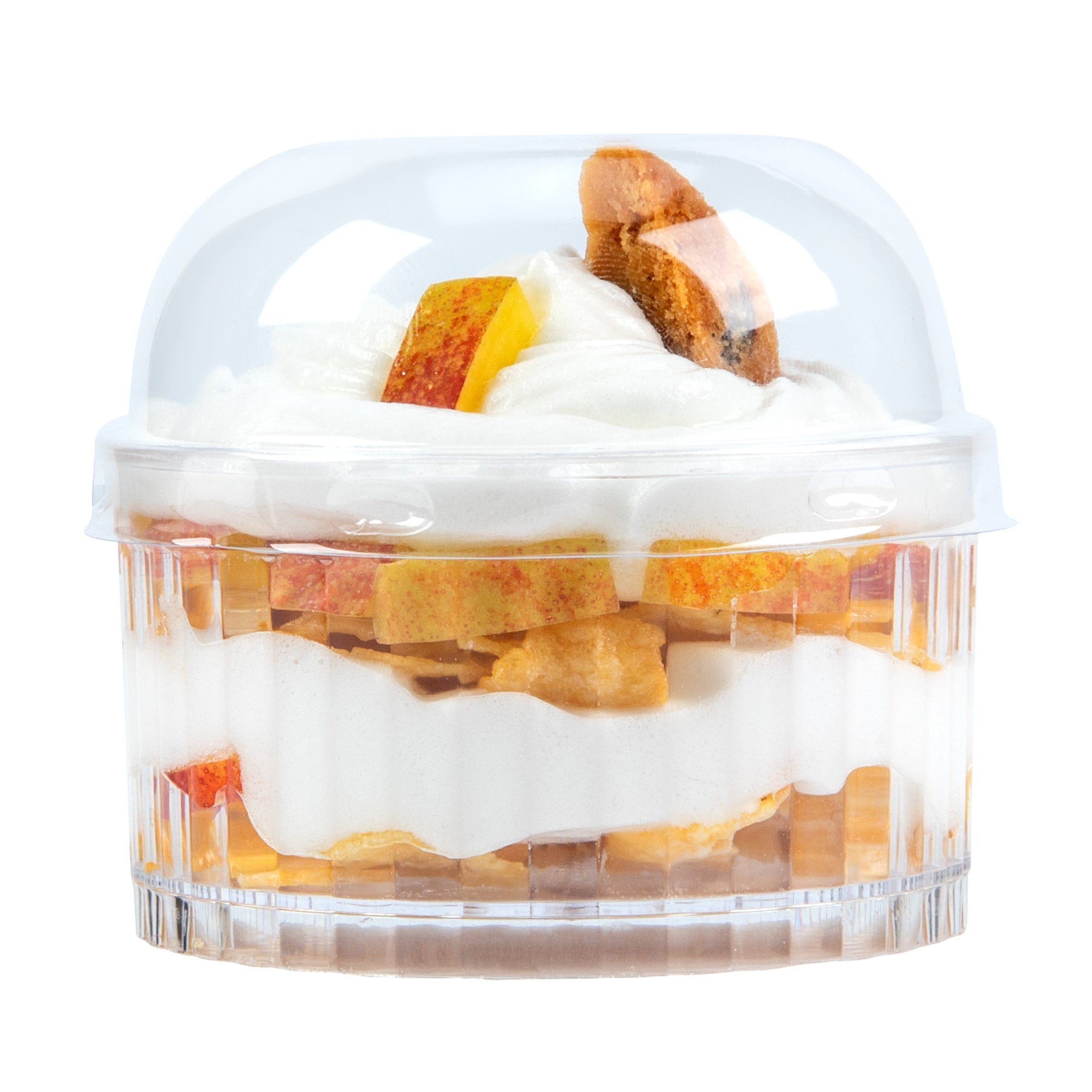 Mini Serve Round Clear Plastic Lid - Fits 4 oz Fluted Dessert Cup - 25 count box