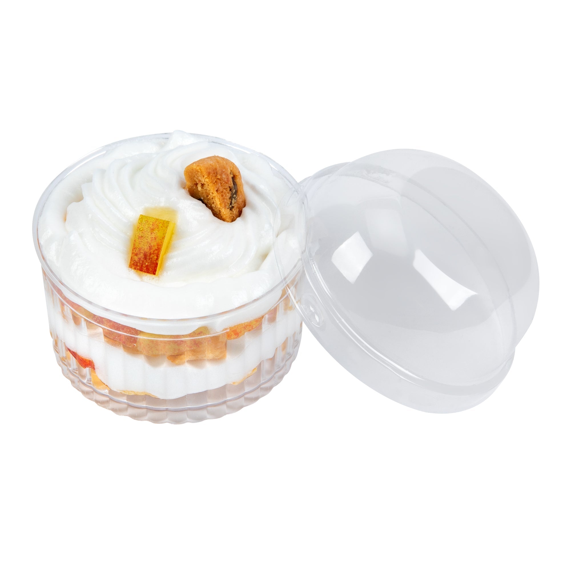 Mini Serve Round Clear Plastic Lid - Fits 4 oz Fluted Dessert Cup - 25 count box
