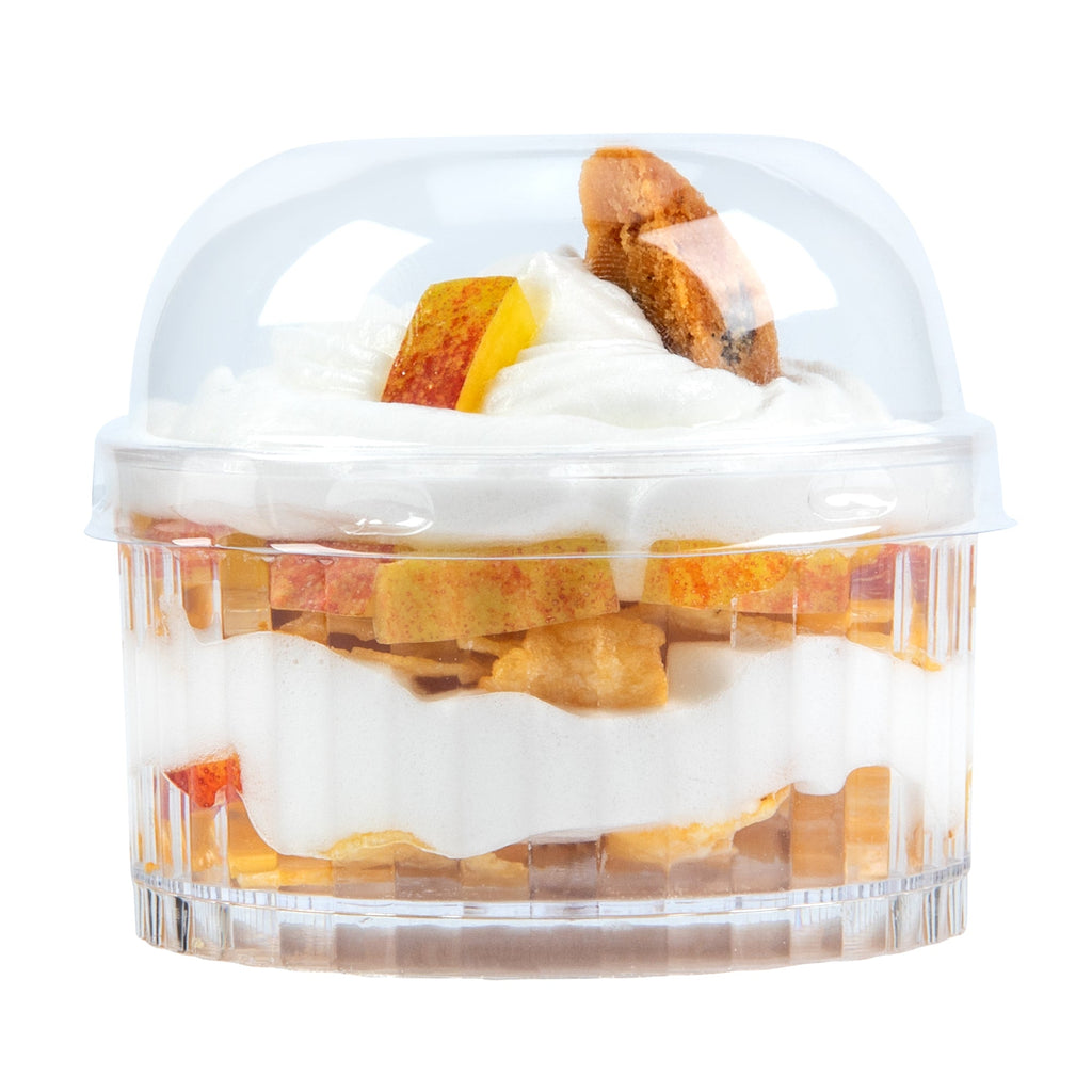 Mini Serve Round Clear Plastic Lid - Fits 4 oz Fluted Dessert Cup - 100 count box