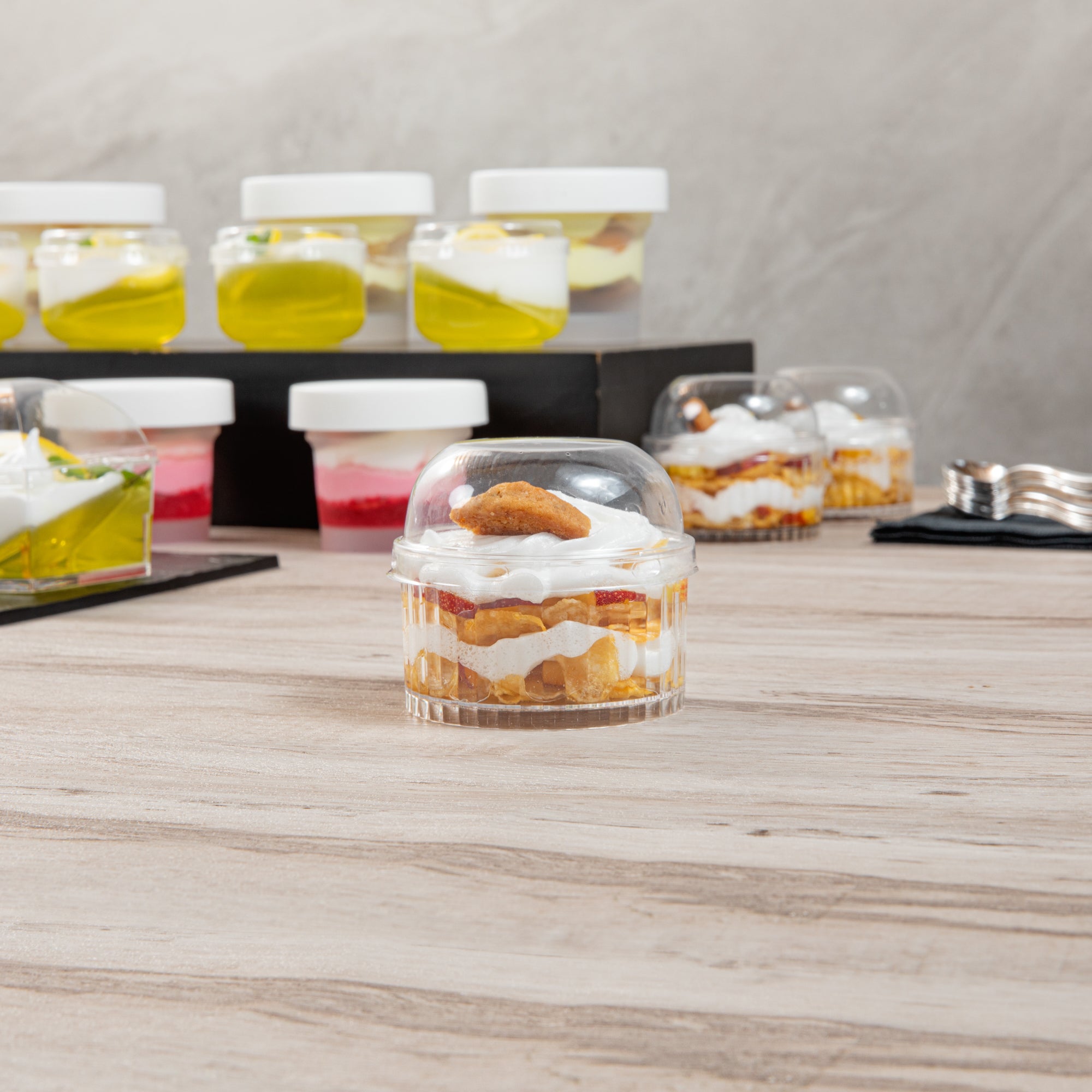 Mini Serve Round Clear Plastic Lid - Fits 4 oz Fluted Dessert Cup - 100 count box