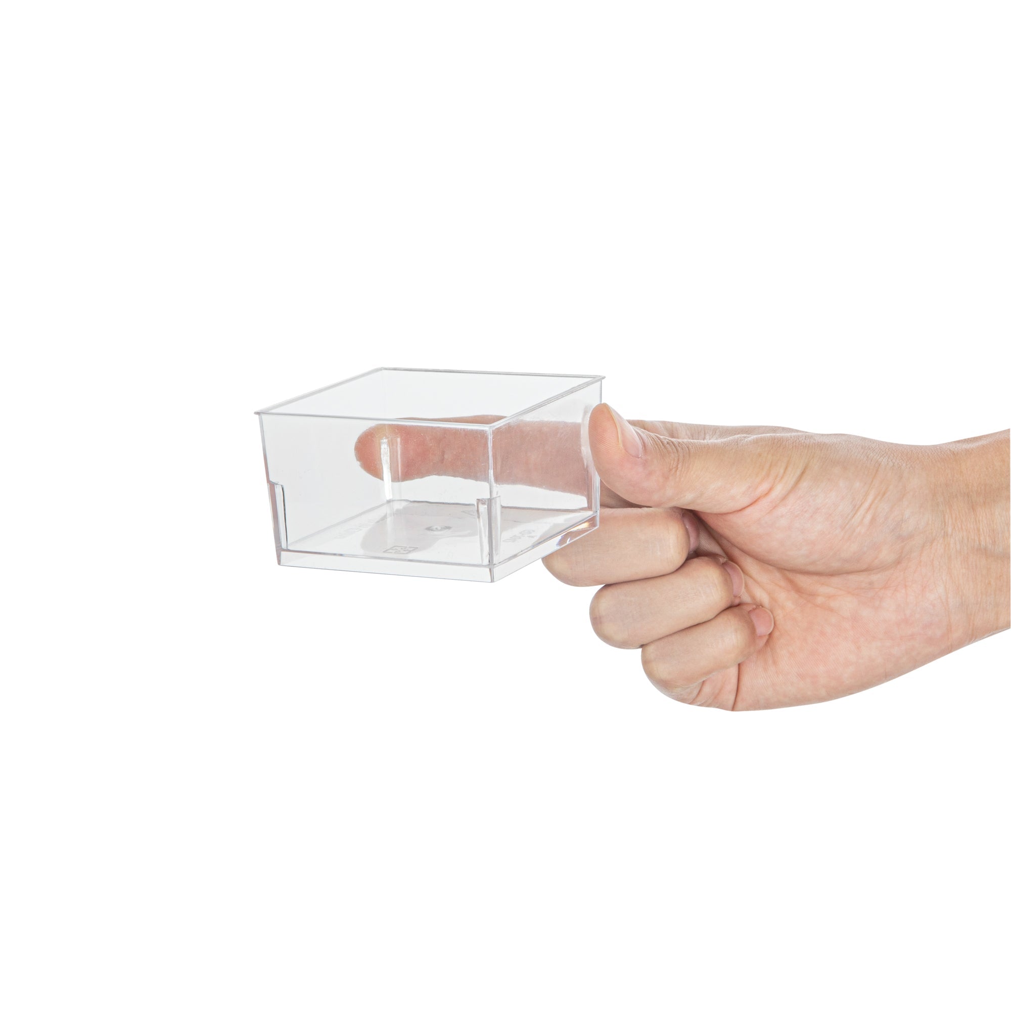 Mini Serve 5 oz Square Clear Plastic Dessert Cup - 2 3/4'' x 2 3/4'' x 1 3/4'' - 25 count box