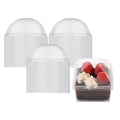 Mini Serve Square Clear Plastic Dome Lid - Fits 5 oz Dessert Cup - 25 count box