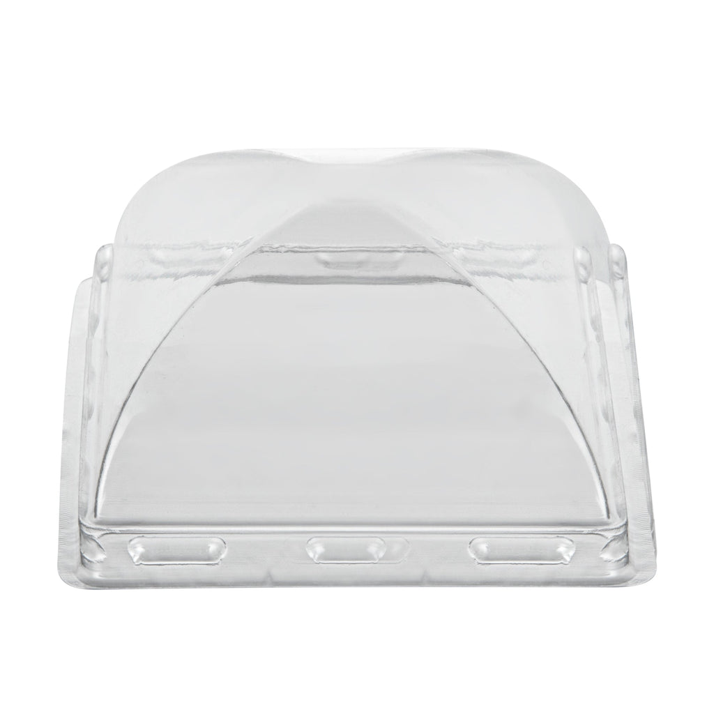 Mini Serve Square Clear Plastic Dome Lid - Fits 5 oz Dessert Cup - 25 count box