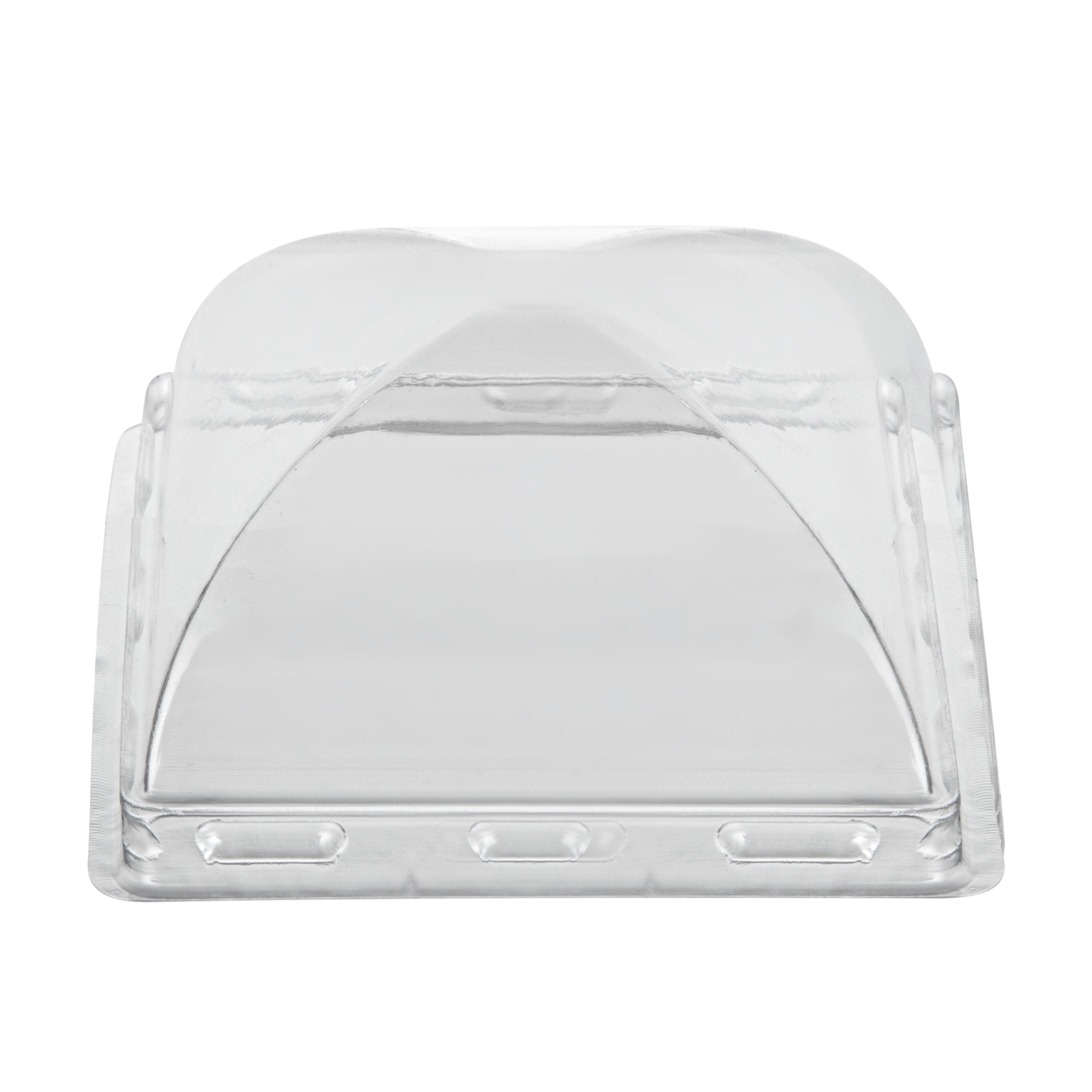 Mini Serve Square Clear Plastic Dome Lid - Fits 5 oz Dessert Cup - 25 count box