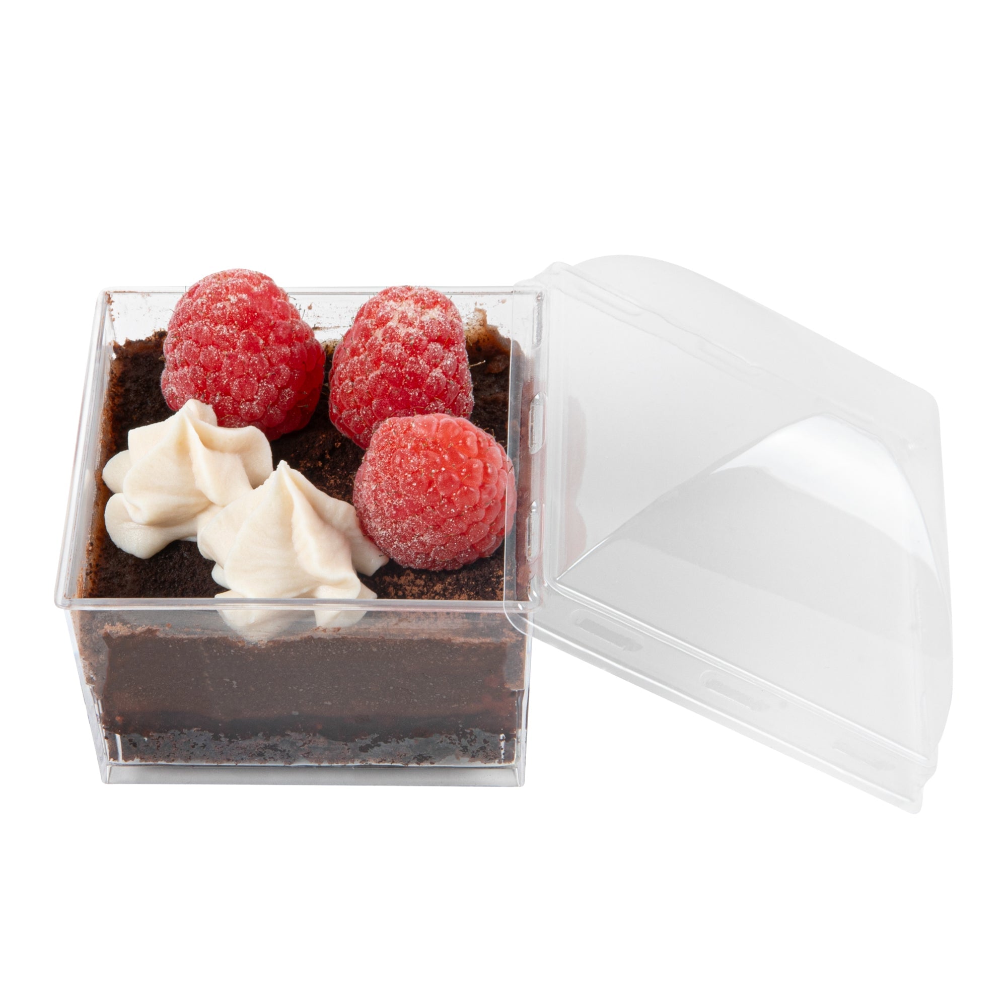 Mini Serve Square Clear Plastic Dome Lid - Fits 5 oz Dessert Cup - 100 count box