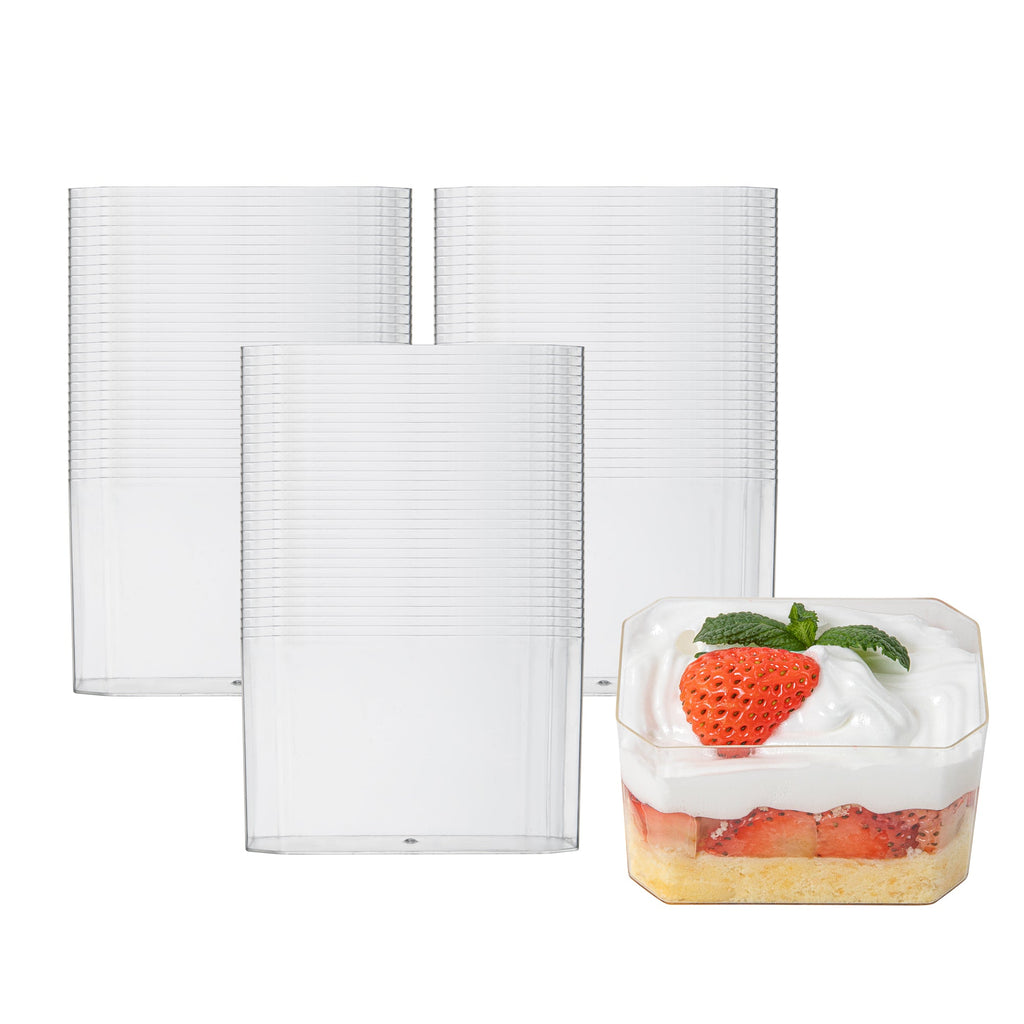 Mini Serve 3 oz Rectangle Clear Plastic Dessert Cup - 3 1/4" x 2" x 2" - 100 count box