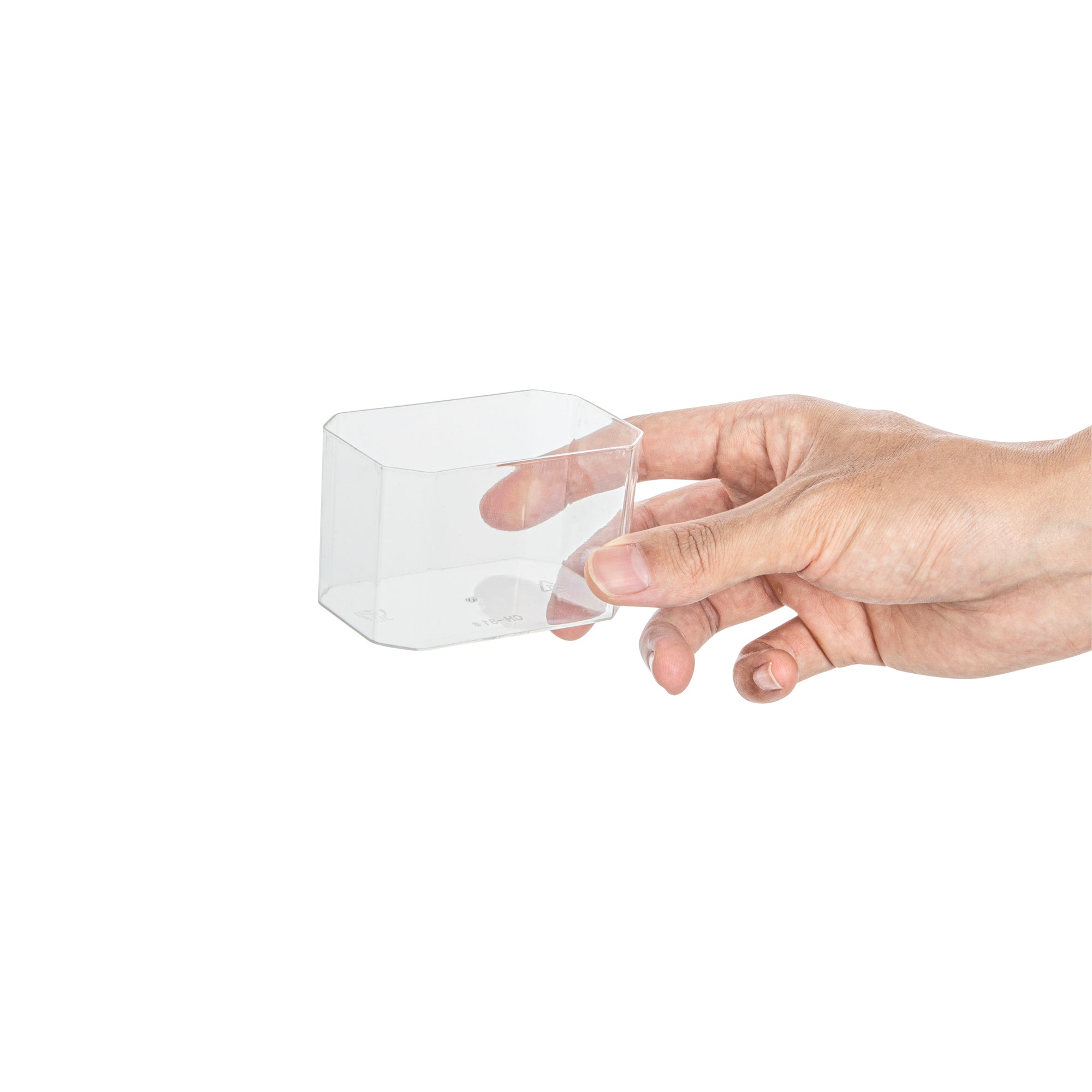 Mini Serve 3 oz Rectangle Clear Plastic Dessert Cup - 3 1/4'' x 2'' x 2'' - 25 count box