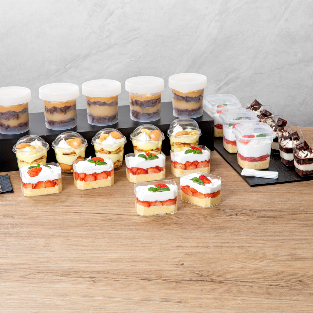 Mini Serve 3 oz Rectangle Clear Plastic Dessert Cup - 3 1/4'' x 2'' x 2'' - 25 count box