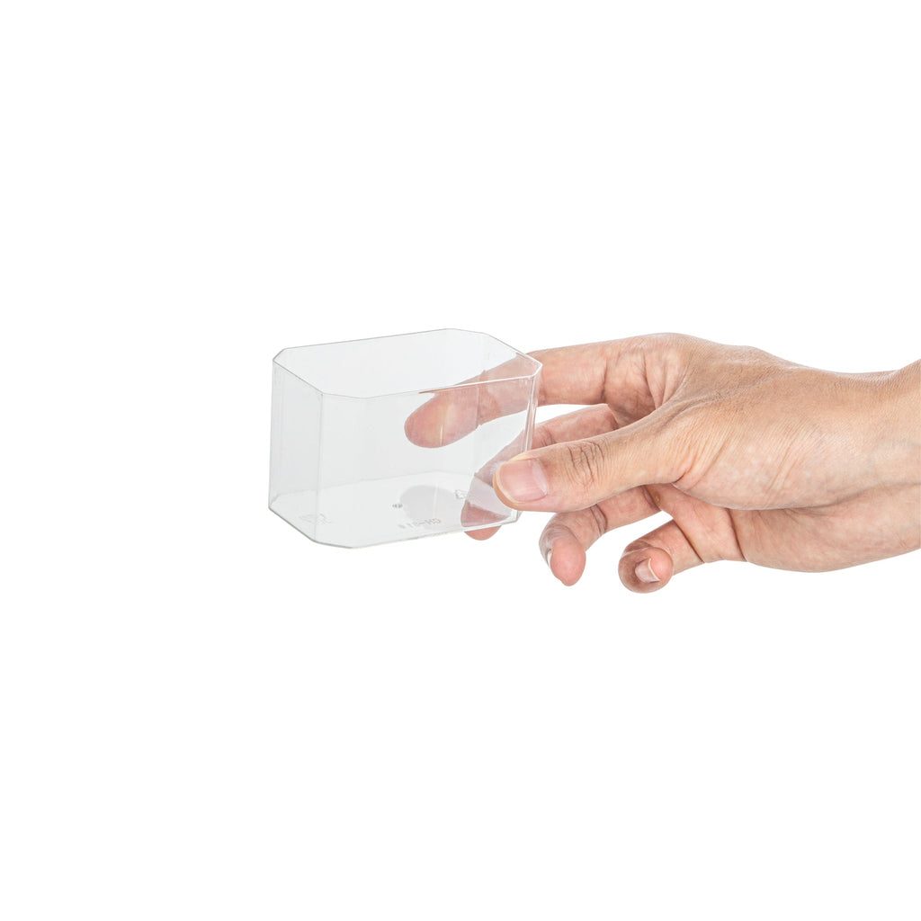 Mini Serve 3 oz Rectangle Clear Plastic Dessert Cup - 3 1/4" x 2" x 2" - 100 count box