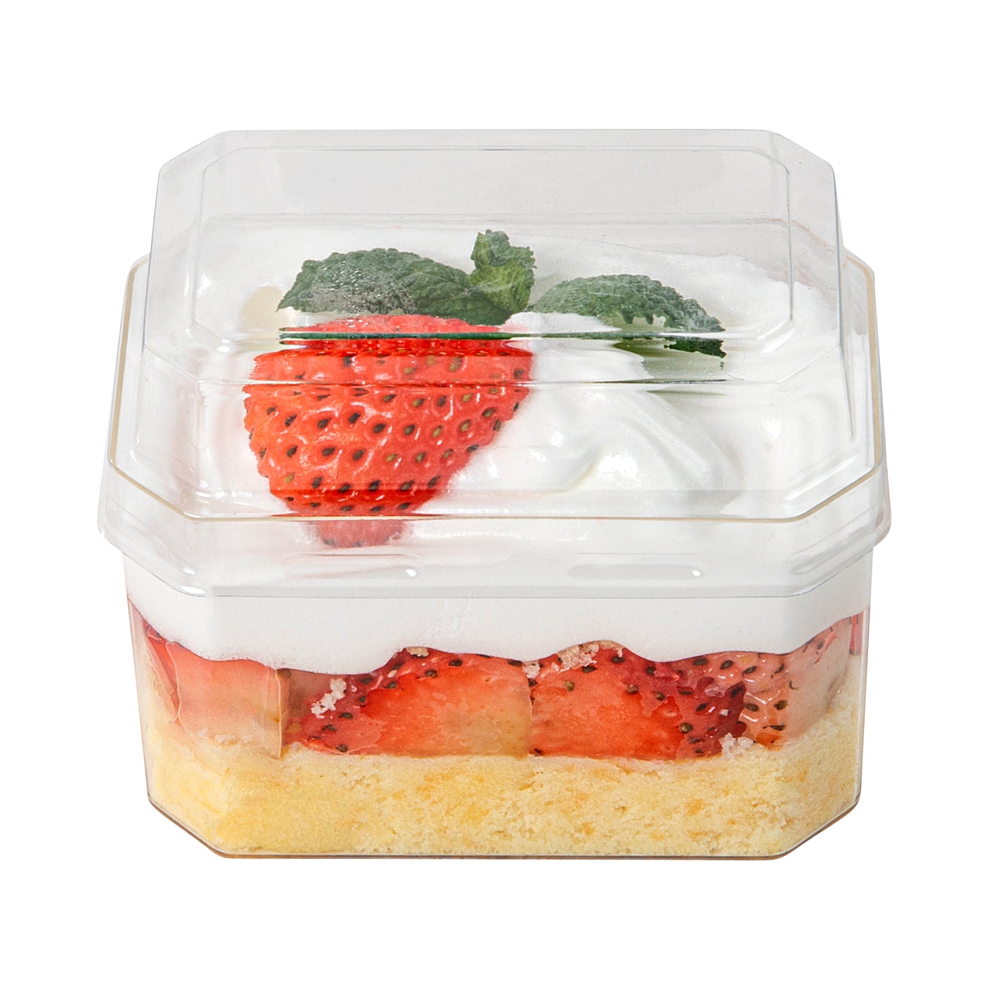 Mini Serve Rectangle Clear Plastic Dome Lid - Fits 3 oz Dessert Cup - 25 count box