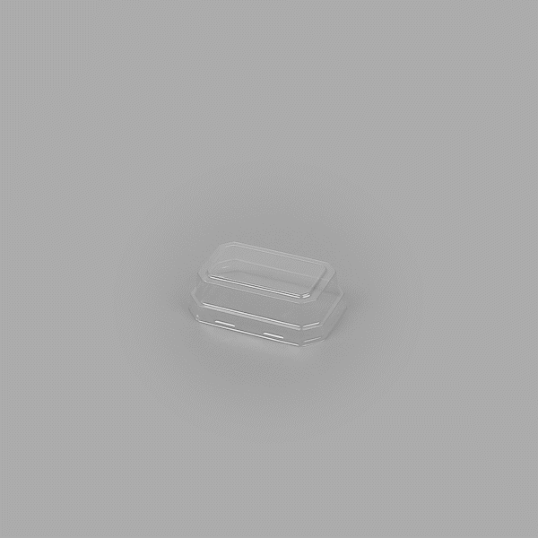 Mini Serve Rectangle Clear Plastic Dome Lid - Fits 3 oz Dessert Cup - 25 count box