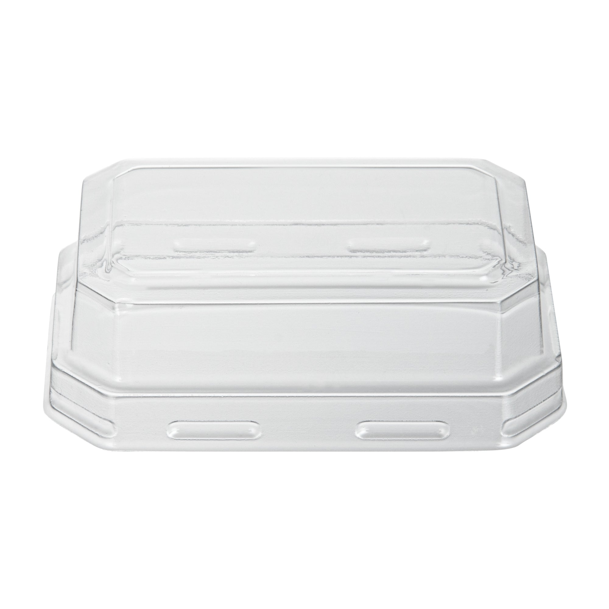 Mini Serve Rectangle Clear Plastic Dome Lid - Fits 3 oz Dessert Cup - 25 count box