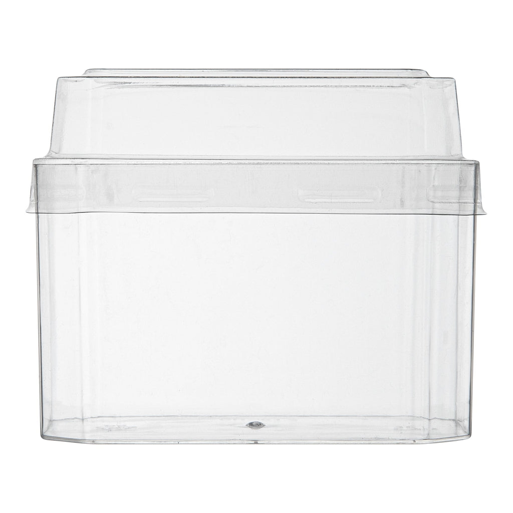 Mini Serve 3 oz Rectangle Clear Plastic Dessert Cup - with Lid - 3 1/4'' x 2'' x 2'' - 25 count box