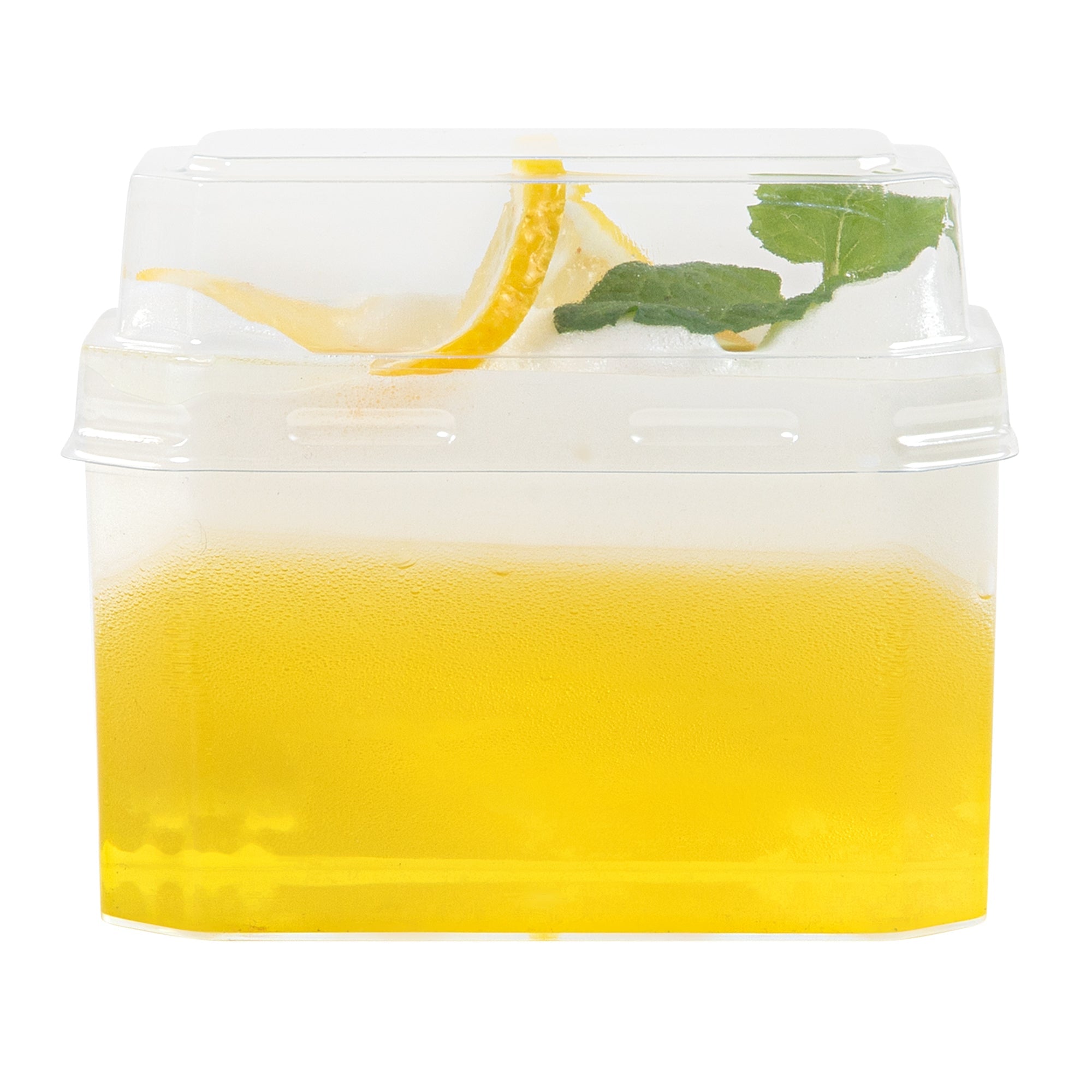 Mini Serve 3 oz Rectangle Clear Plastic Dessert Cup - with Lid - 3 1/4'' x 2'' x 2'' - 100 count box