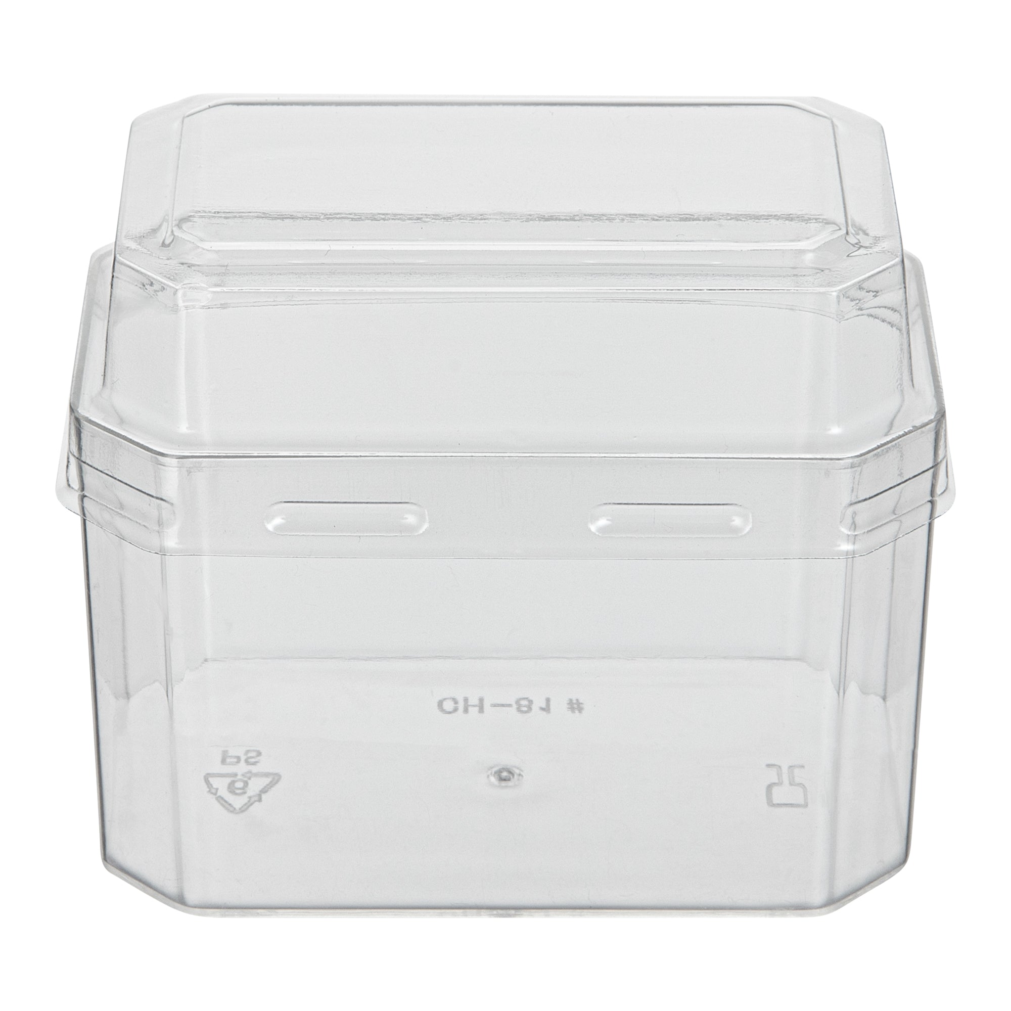 Mini Serve 3 oz Rectangle Clear Plastic Dessert Cup - with Lid - 3 1/4'' x 2'' x 2'' - 100 count box