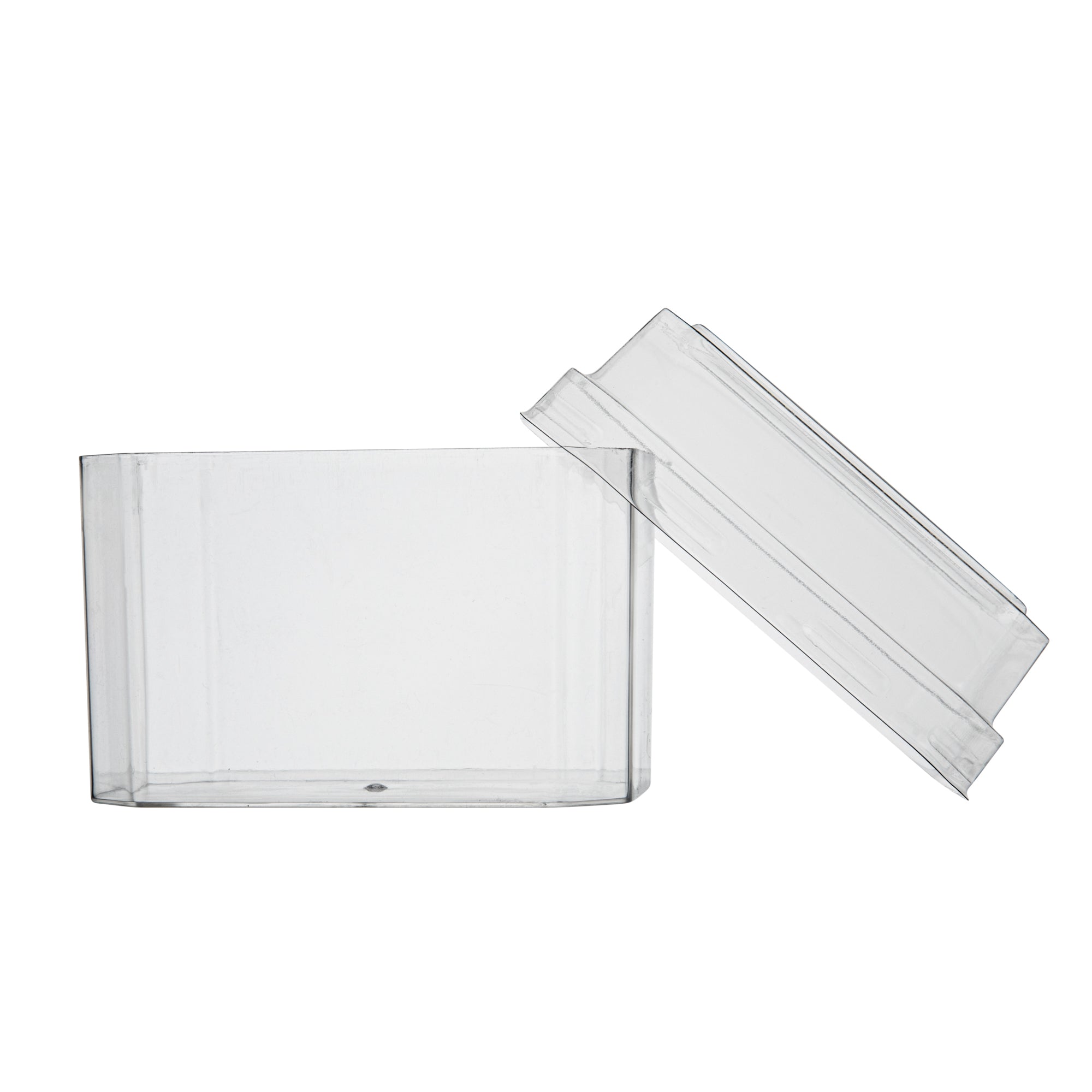 Mini Serve 3 oz Rectangle Clear Plastic Dessert Cup - with Lid - 3 1/4'' x 2'' x 2'' - 100 count box