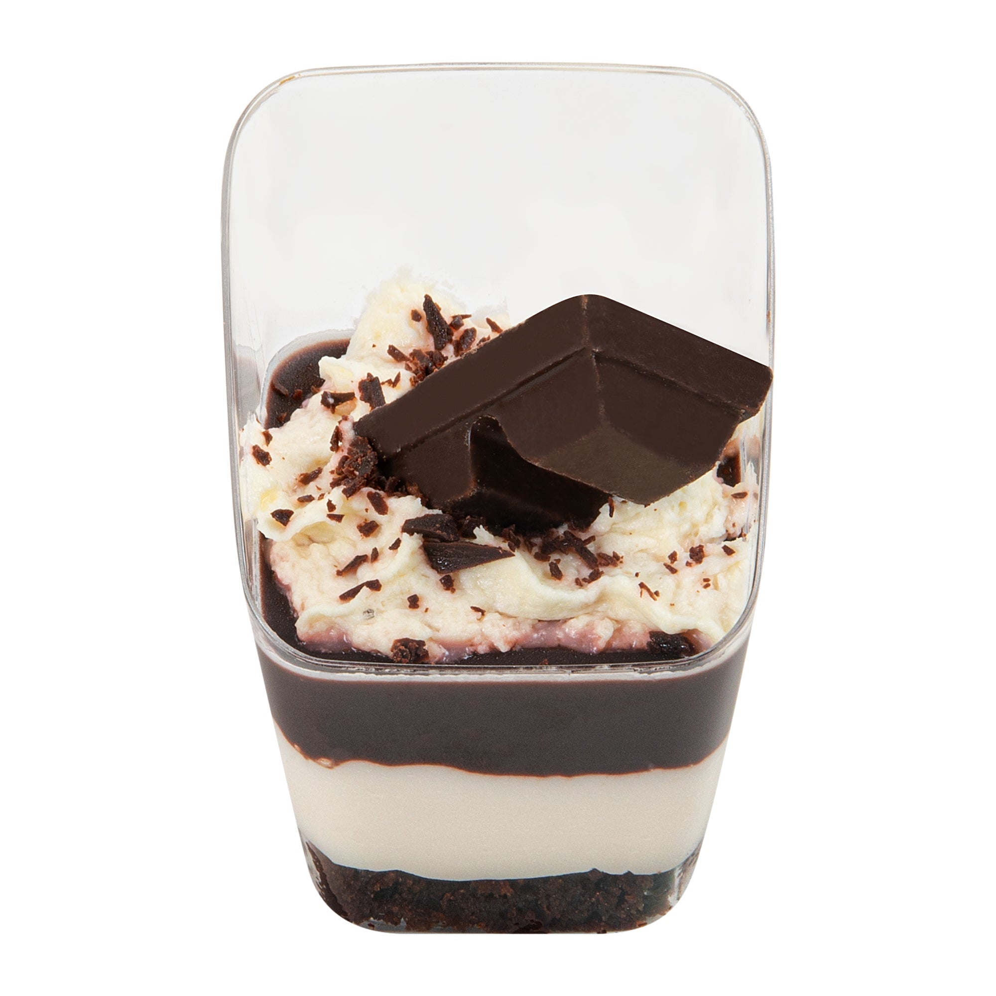 Mini Serve 2 oz Square Clear Plastic Dessert Cup Slanted - 2 1/4'' x 2 1/4'' x 3'' - 25 count box
