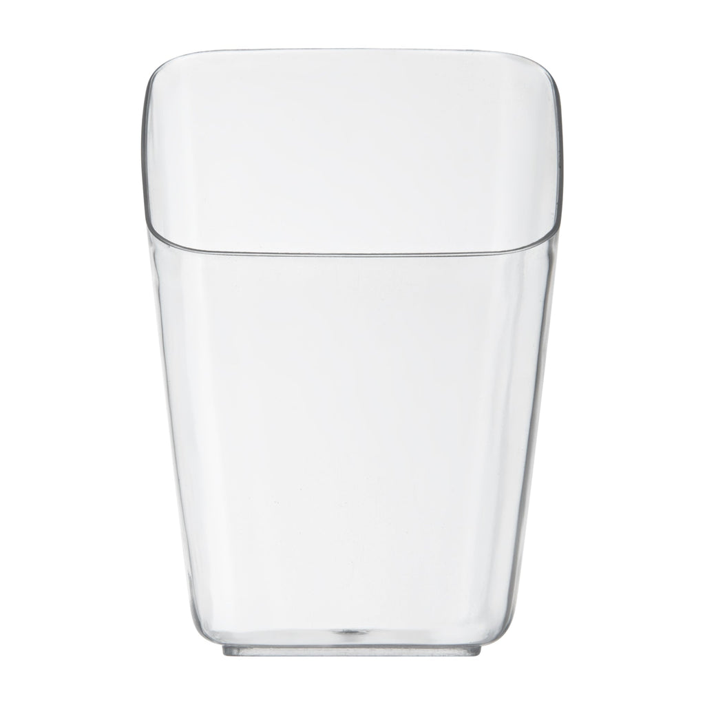 Mini Serve 2 oz Square Clear Plastic Dessert Cup Slanted - 2 1/4'' x 2 1/4'' x 3'' - 25 count box