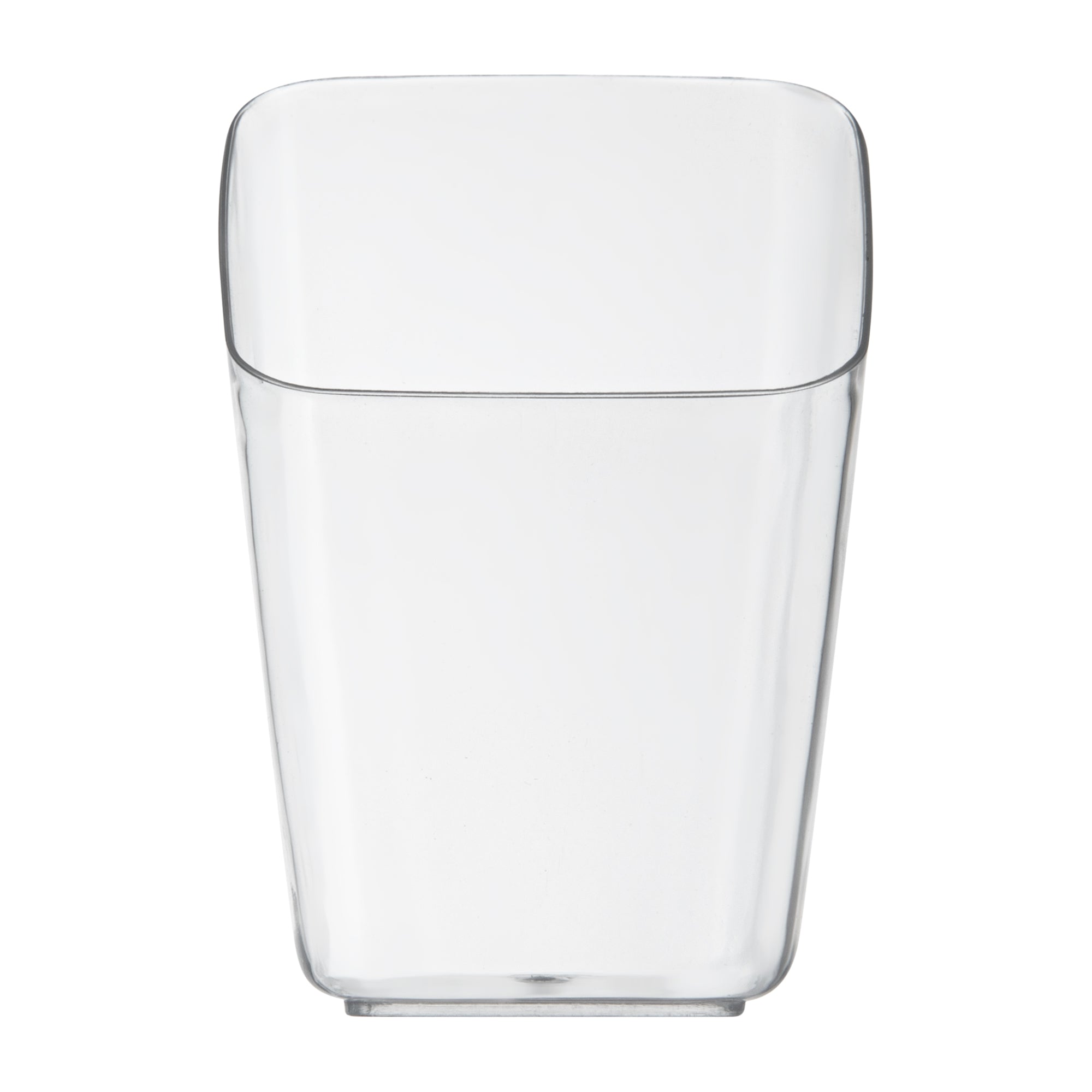 Mini Serve 2 oz Square Clear Plastic Dessert Cup Slanted - 2 1/4'' x 2 1/4'' x 3'' - 25 count box