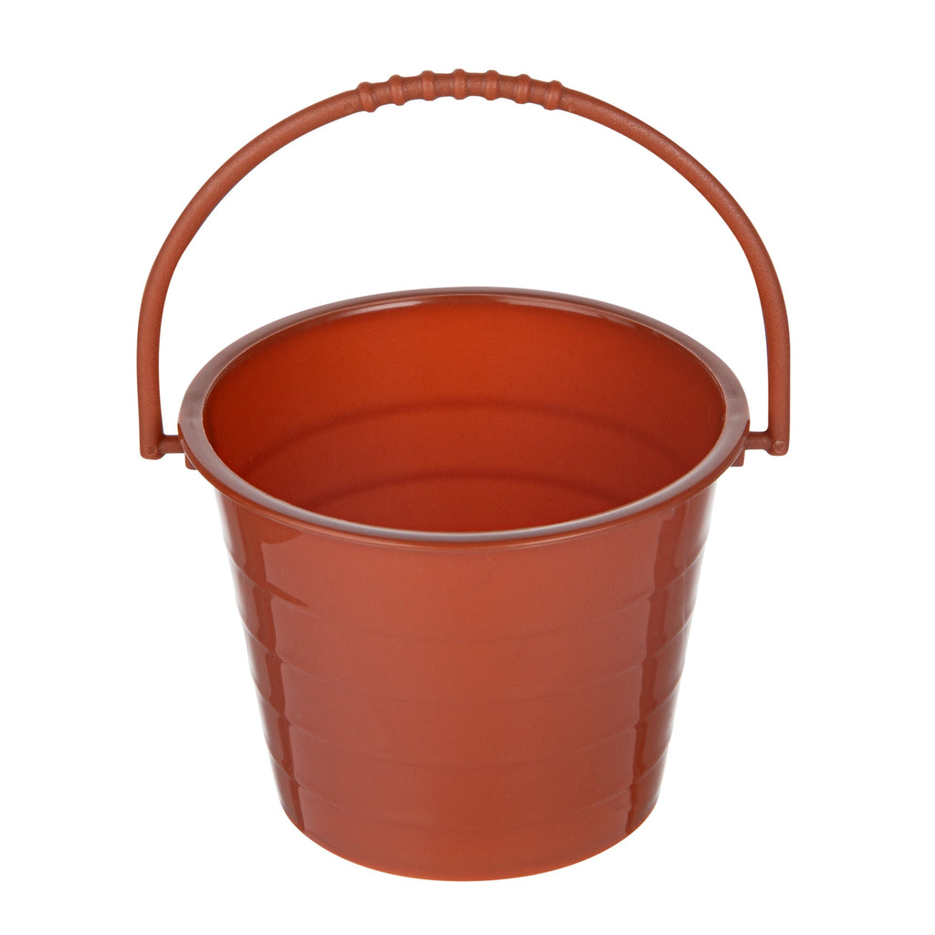 Mini Serve 2 oz Round Brown Plastic Dessert Bucket Cup - 3 1/4'' x 3 1/4'' x 2 1/4'' - 25 count box