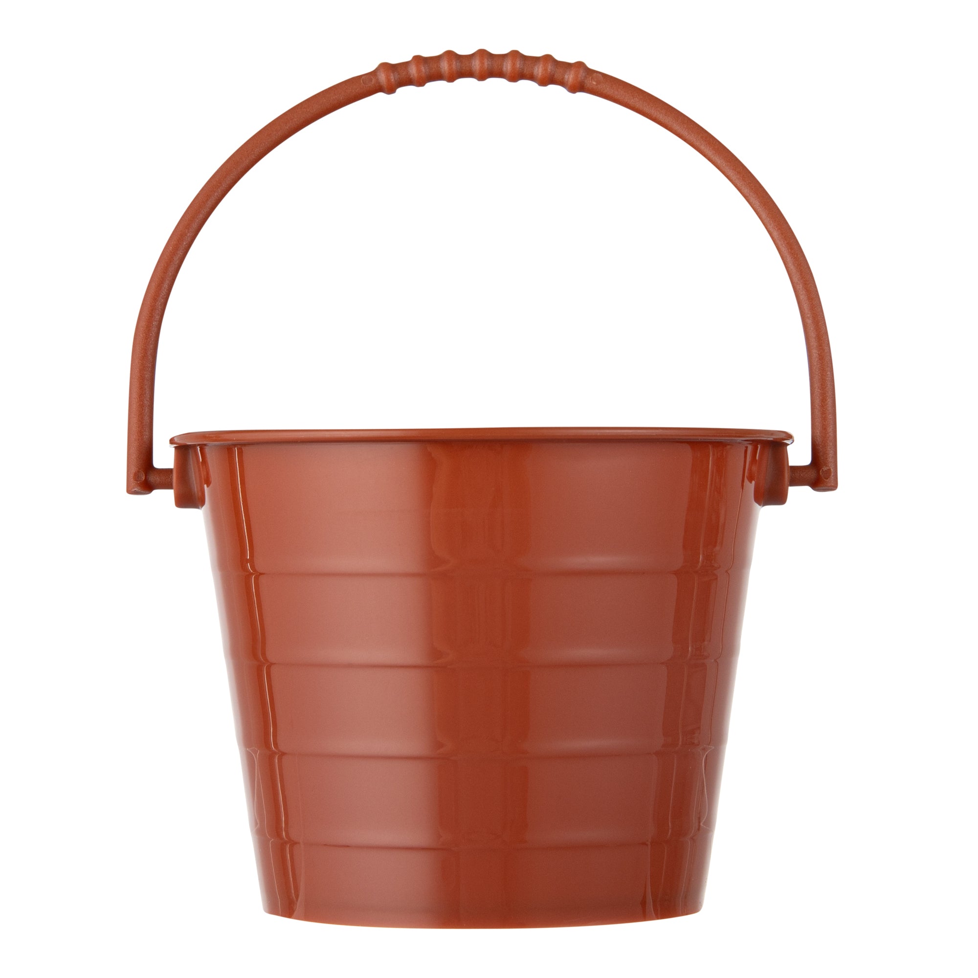 Mini Serve 2 oz Round Brown Plastic Dessert Bucket Cup - 3 1/4'' x 3 1/4'' x 2 1/4'' - 100 count box