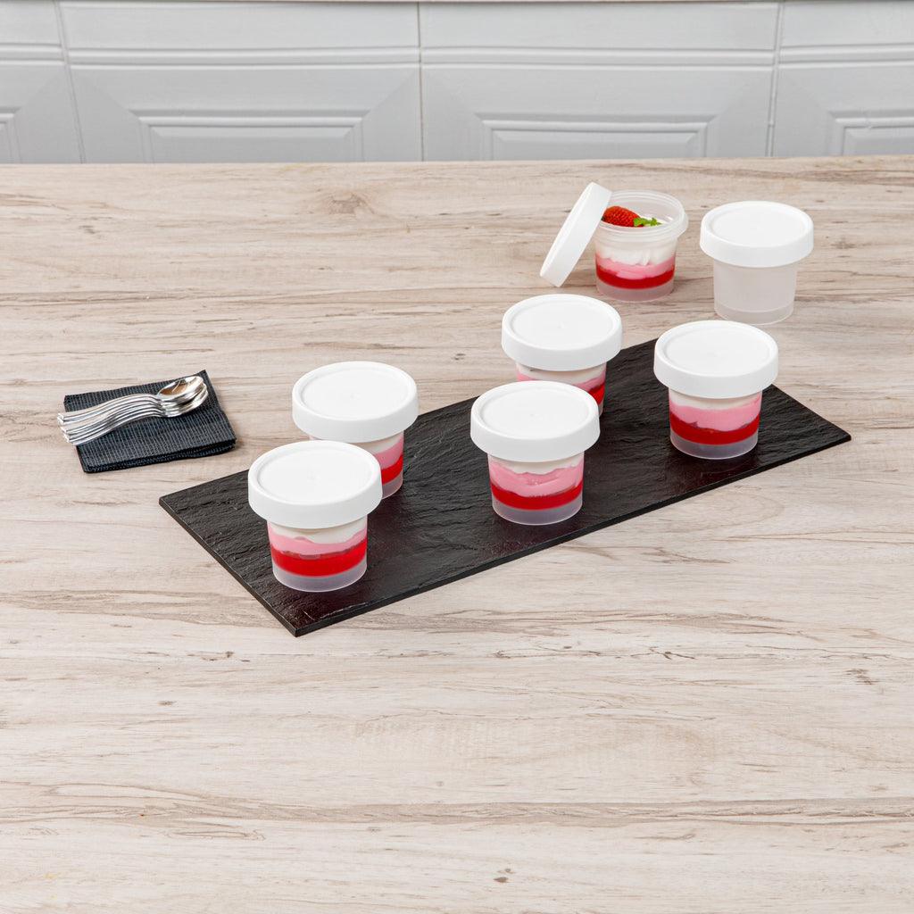 Mini Serve 5 oz Round Clear Plastic Dessert Cup - with Lid - 3'' x 3'' x 2 1/2'' - 25 count box
