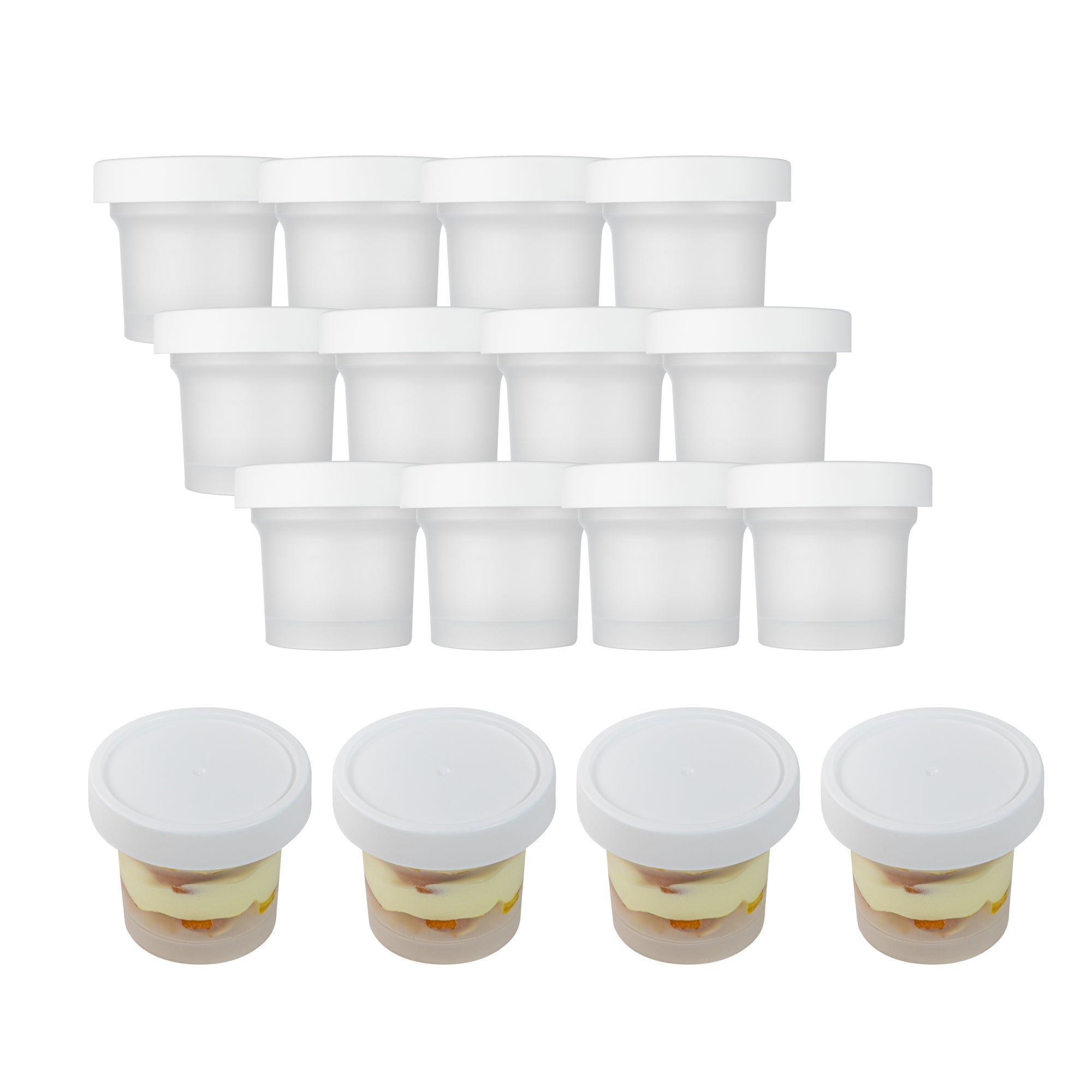 Mini Serve 8 oz Round Clear Plastic Dessert Cup - with Lid - 3 1/2'' x 3 1/2'' x 3'' - 25 count box