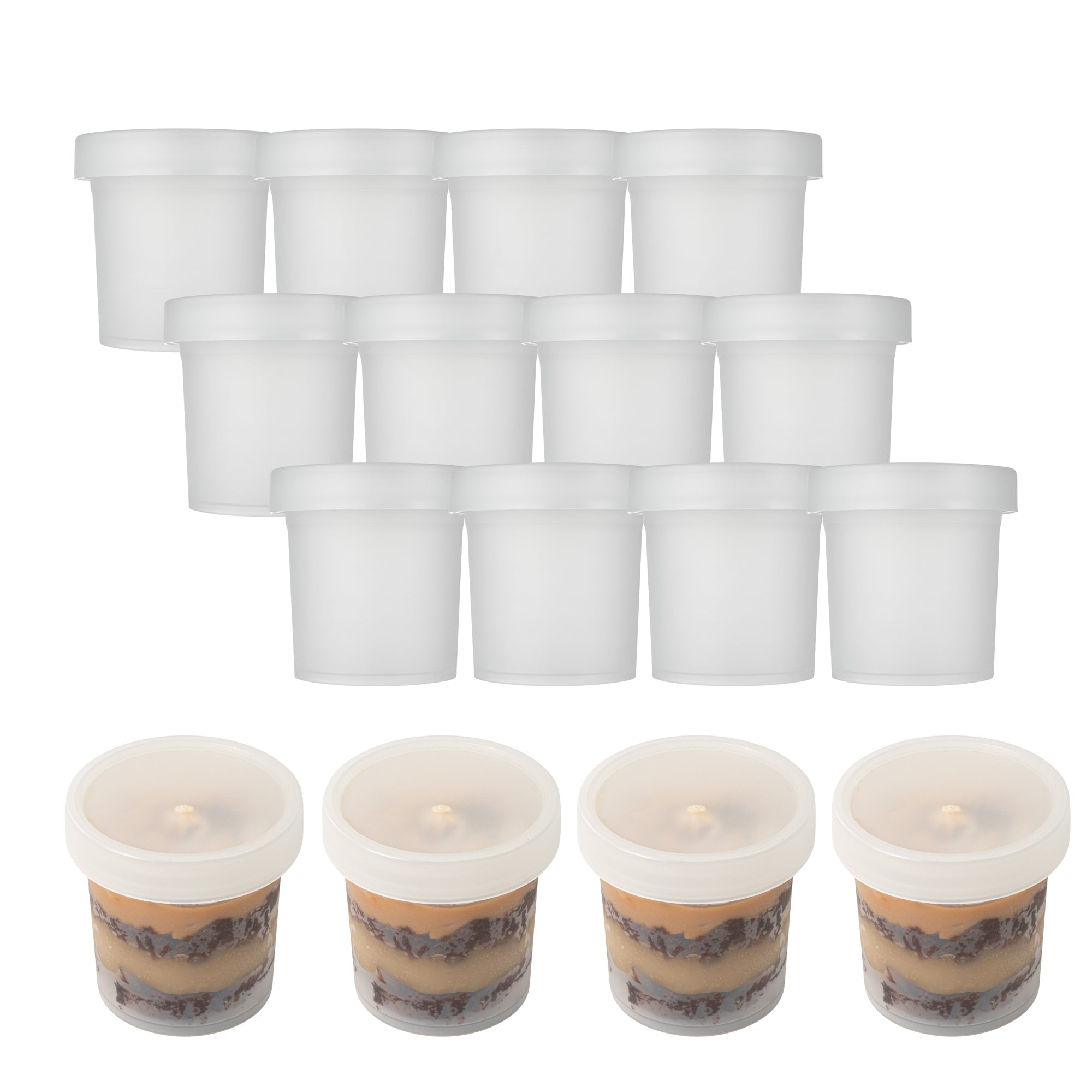 Mini Serve 10 oz Round Clear Plastic Dessert Cup - with Lid - 3 1/2'' x 3 1/2'' x 3 1/2'' - 25 count box