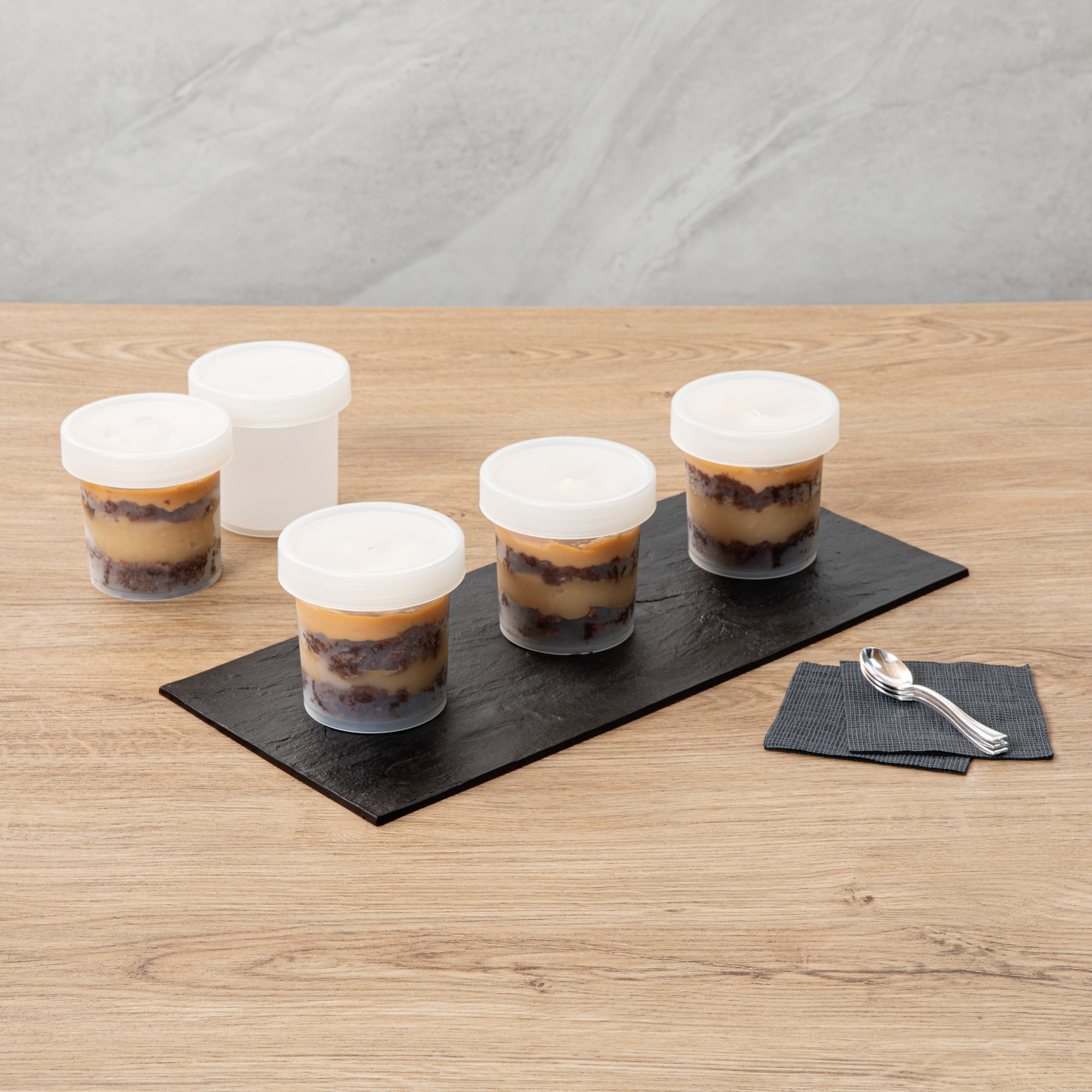 Mini Serve 10 oz Round Clear Plastic Dessert Cup - with Lid - 3 1/2'' x 3 1/2'' x 3 1/2'' - 25 count box