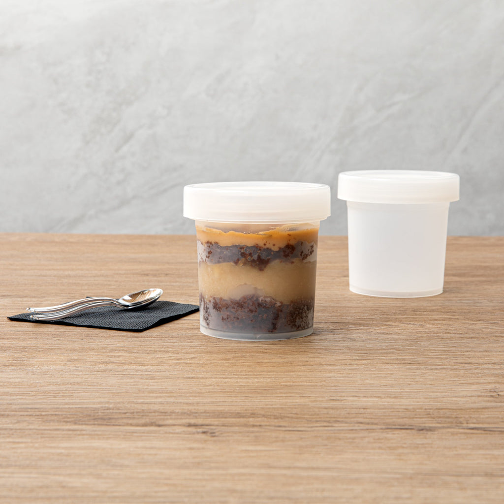 Mini Serve 10 oz Round Clear Plastic Dessert Cup - with Lid - 3 1/2'' x 3 1/2'' x 3 1/2'' - 100 count box