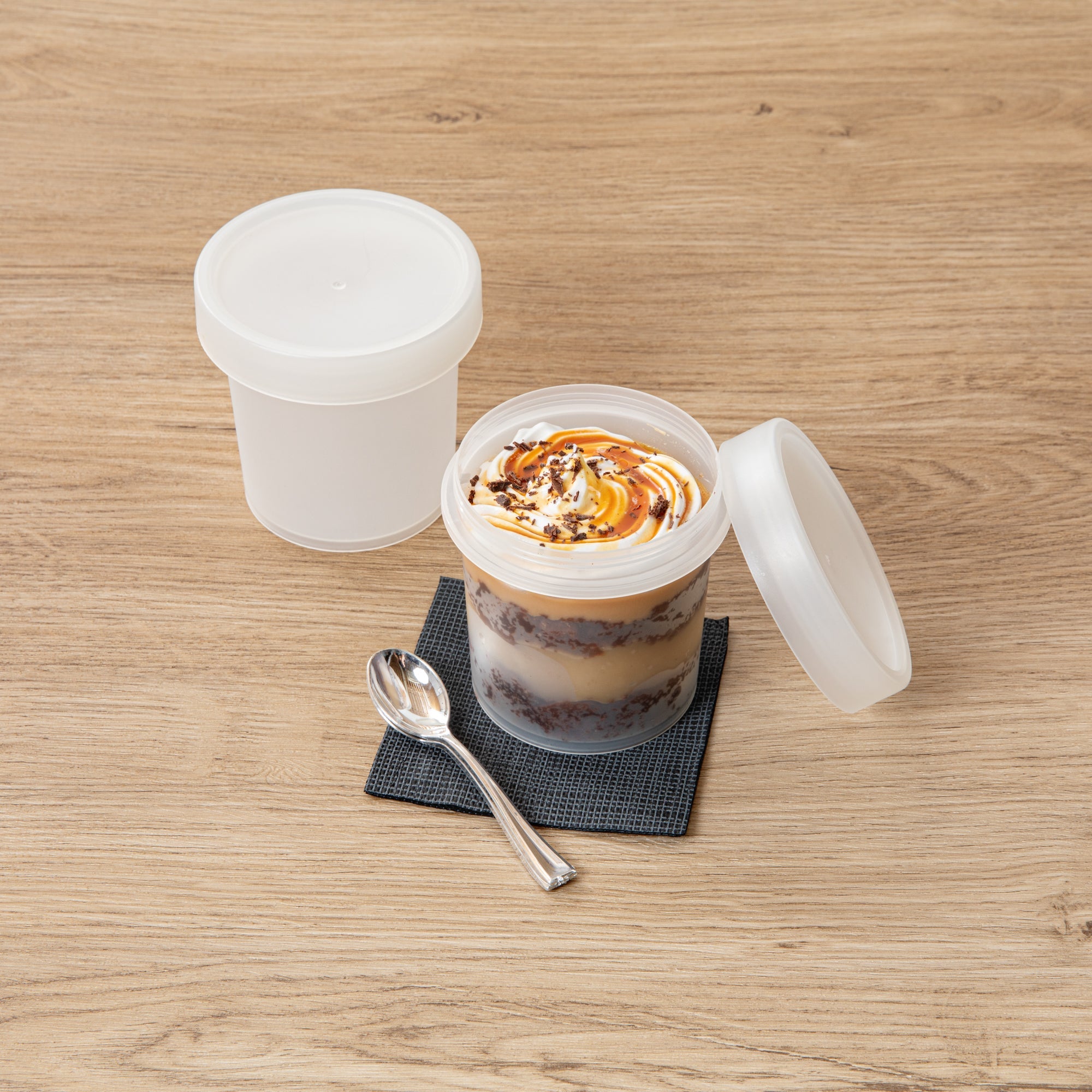 Mini Serve 10 oz Round Clear Plastic Dessert Cup - with Lid - 3 1/2'' x 3 1/2'' x 3 1/2'' - 100 count box