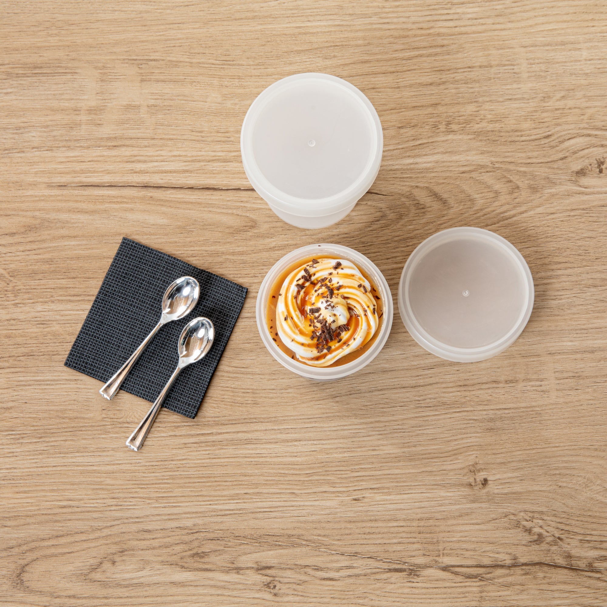 Mini Serve 10 oz Round Clear Plastic Dessert Cup - with Lid - 3 1/2'' x 3 1/2'' x 3 1/2'' - 100 count box