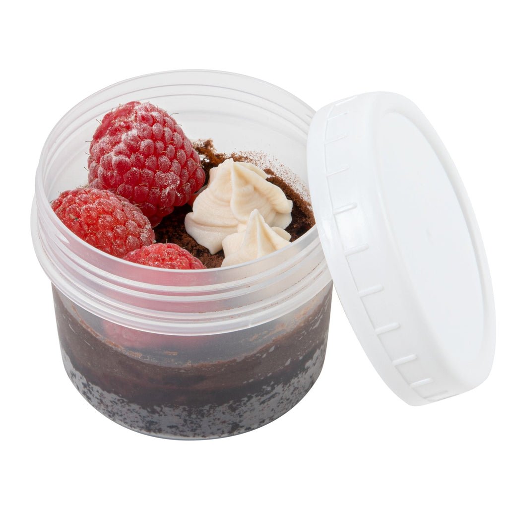 Mini Serve 7 oz Round Clear Plastic Dessert Cup - with Lid - 2 3/4'' x 2 3/4'' x 2 1/2'' - 25 count box