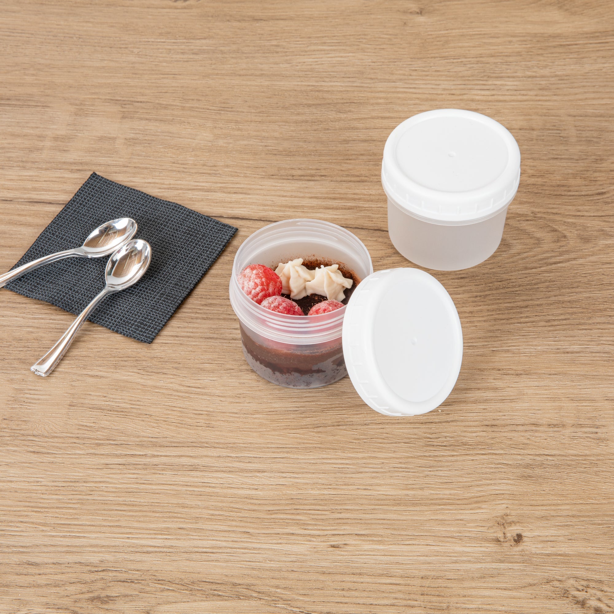 Mini Serve 7 oz Round Clear Plastic Dessert Cup - with Lid - 2 3/4'' x 2 3/4'' x 2 1/2'' - 25 count box