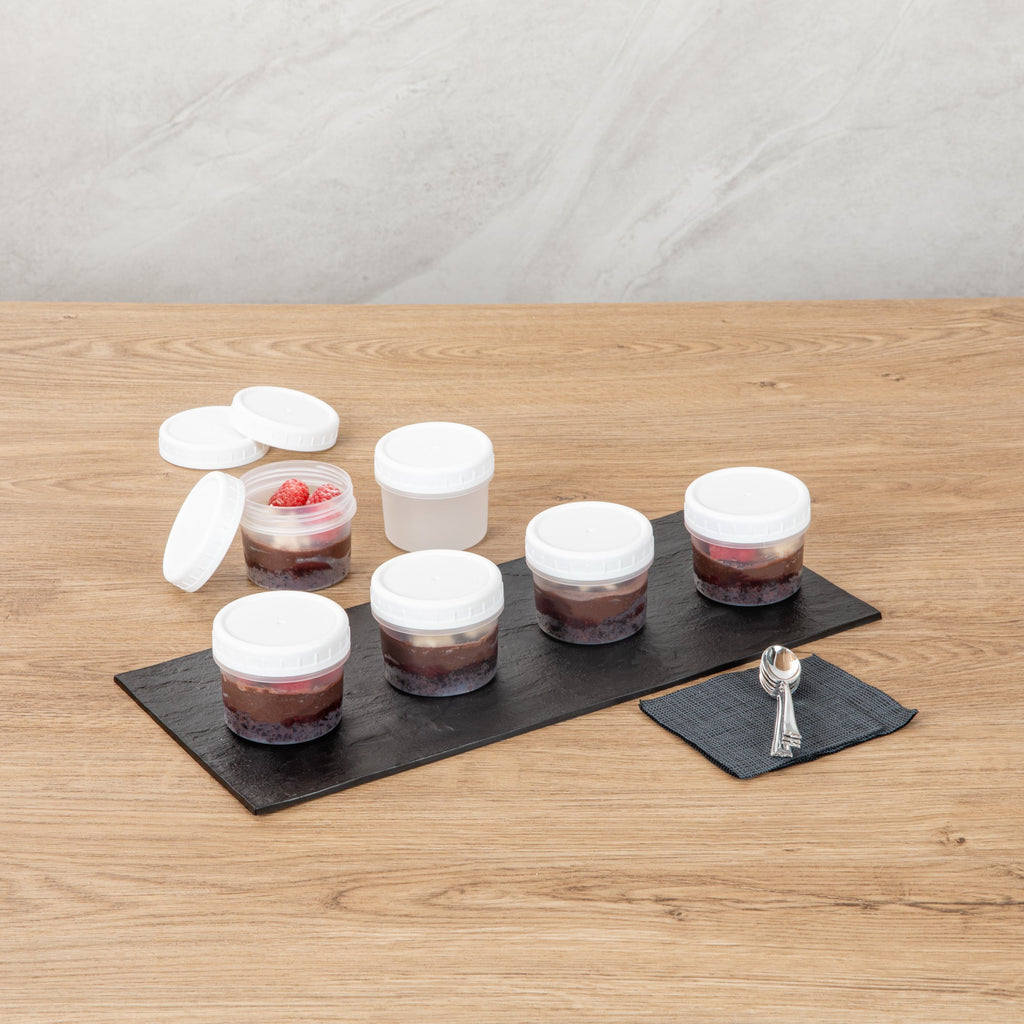 Mini Serve 7 oz Round Clear Plastic Dessert Cup - with Lid - 2 3/4'' x 2 3/4'' x 2 1/2'' - 25 count box