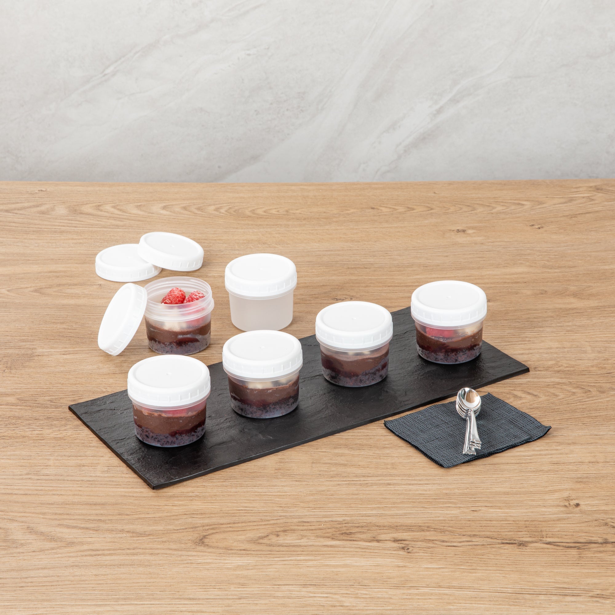 Mini Serve 7 oz Round Clear Plastic Dessert Cup - with Lid - 2 3/4'' x 2 3/4'' x 2 1/2'' - 25 count box