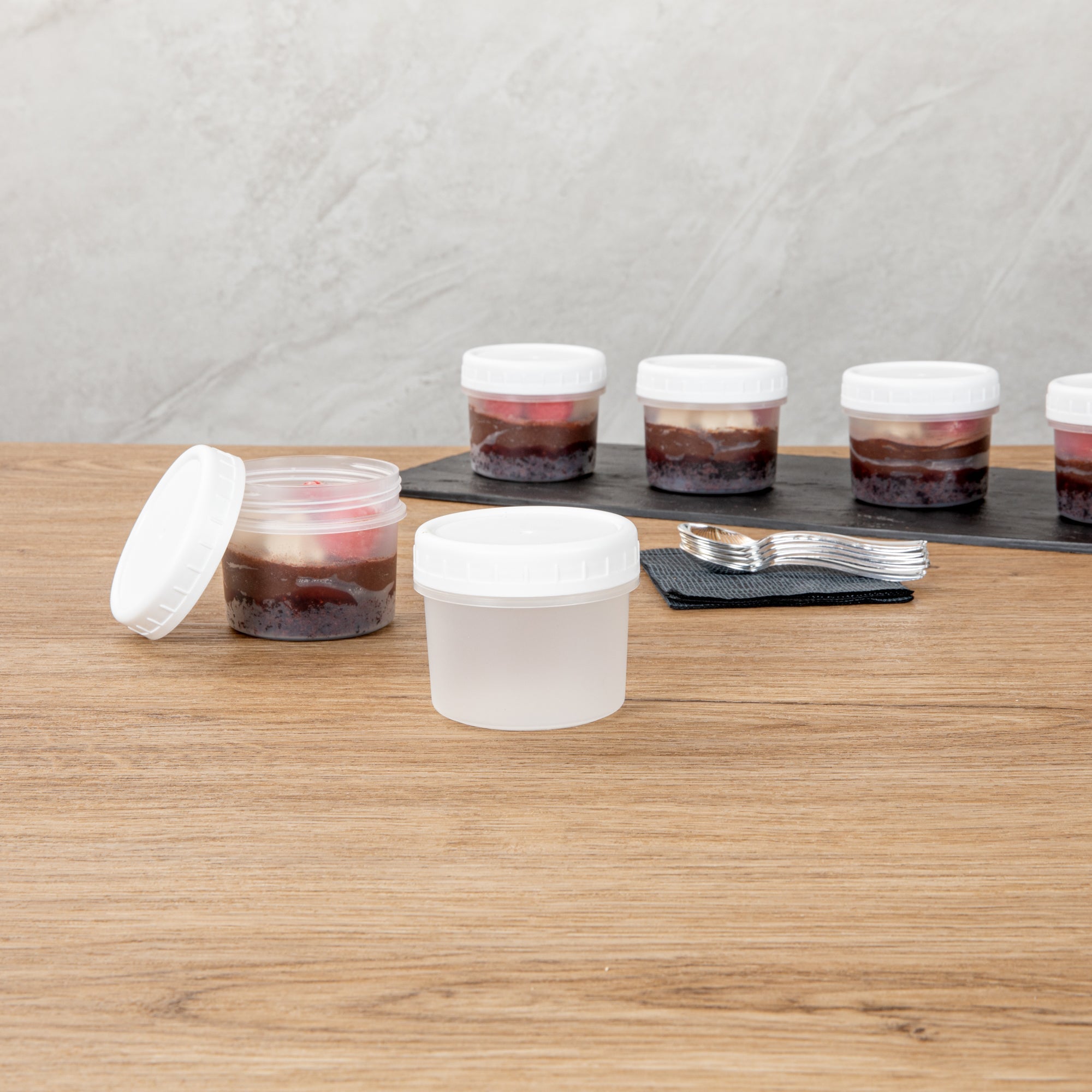 Mini Serve 7 oz Round Clear Plastic Dessert Cup - with Lid - 2 3/4'' x 2 3/4'' x 2 1/2'' - 25 count box