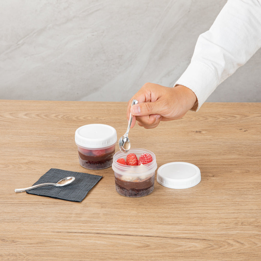 Mini Serve 7 oz Round Clear Plastic Dessert Cup - with Lid - 2 3/4'' x 2 3/4'' x 2 1/2'' - 100 count box