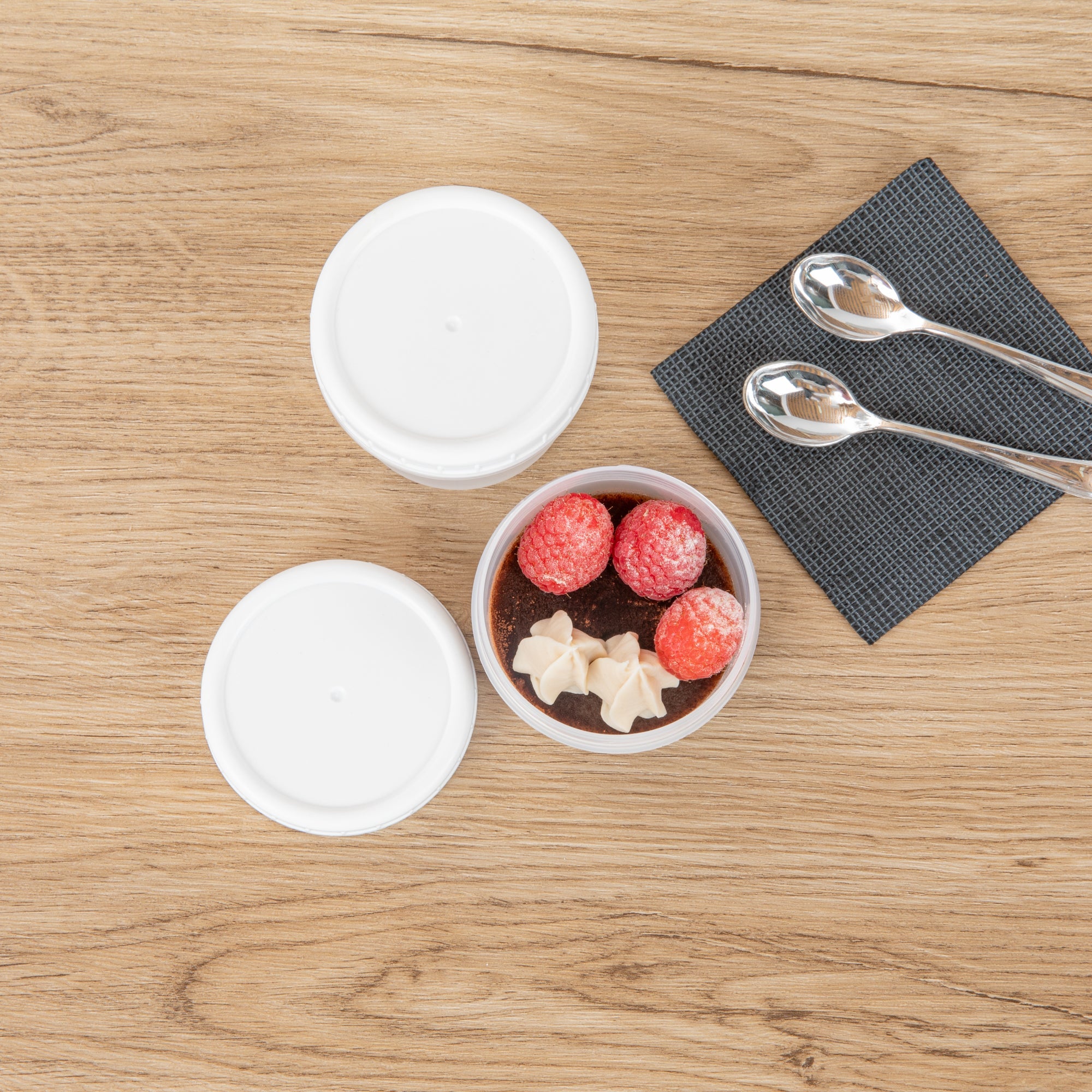 Mini Serve 7 oz Round Clear Plastic Dessert Cup - with Lid - 2 3/4'' x 2 3/4'' x 2 1/2'' - 100 count box