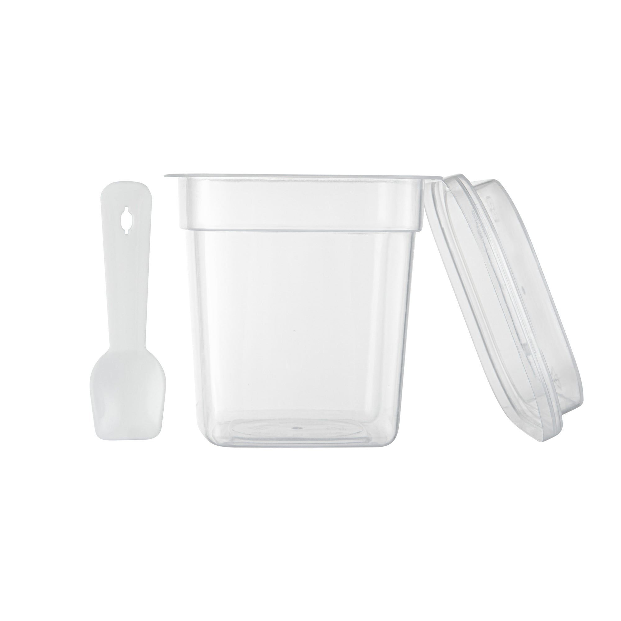 Mini Serve 7 oz Square Clear Plastic Dessert Cup - with Lid and Spoon - 3 1/4'' x 3 1/4'' x 3 1/2'' - 25 count box