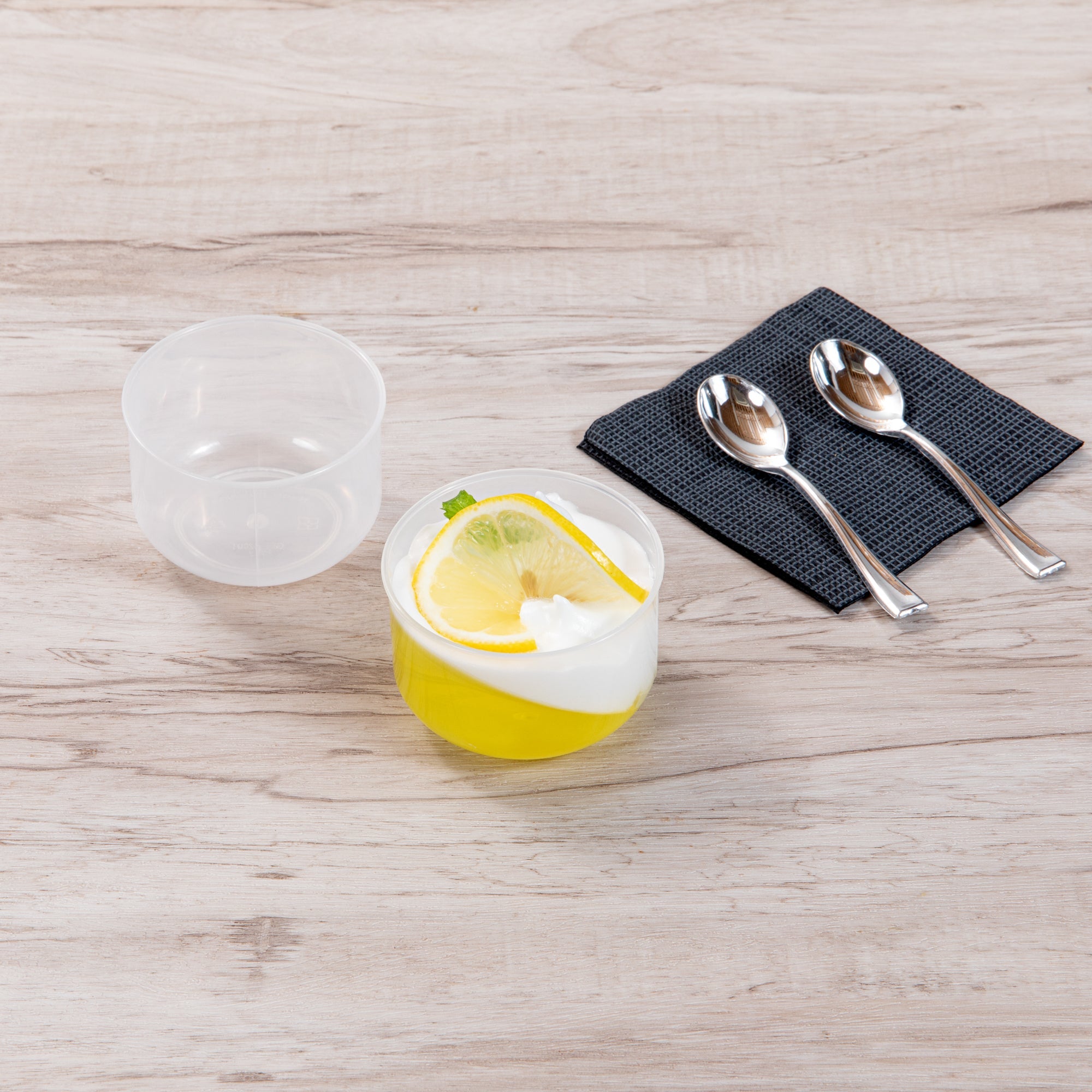 Mini Serve 4 oz Round Clear Plastic Dessert Cup - 2 3/4'' x 2 1/2'' x 1 3/4'' - 25 count box