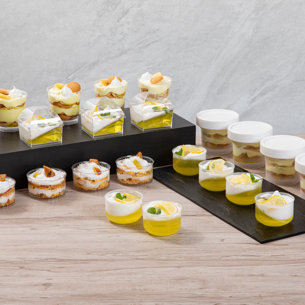 Mini Serve 4 oz Round Clear Plastic Dessert Cup - 2 3/4'' x 2 1/2'' x 1 3/4'' - 25 count box