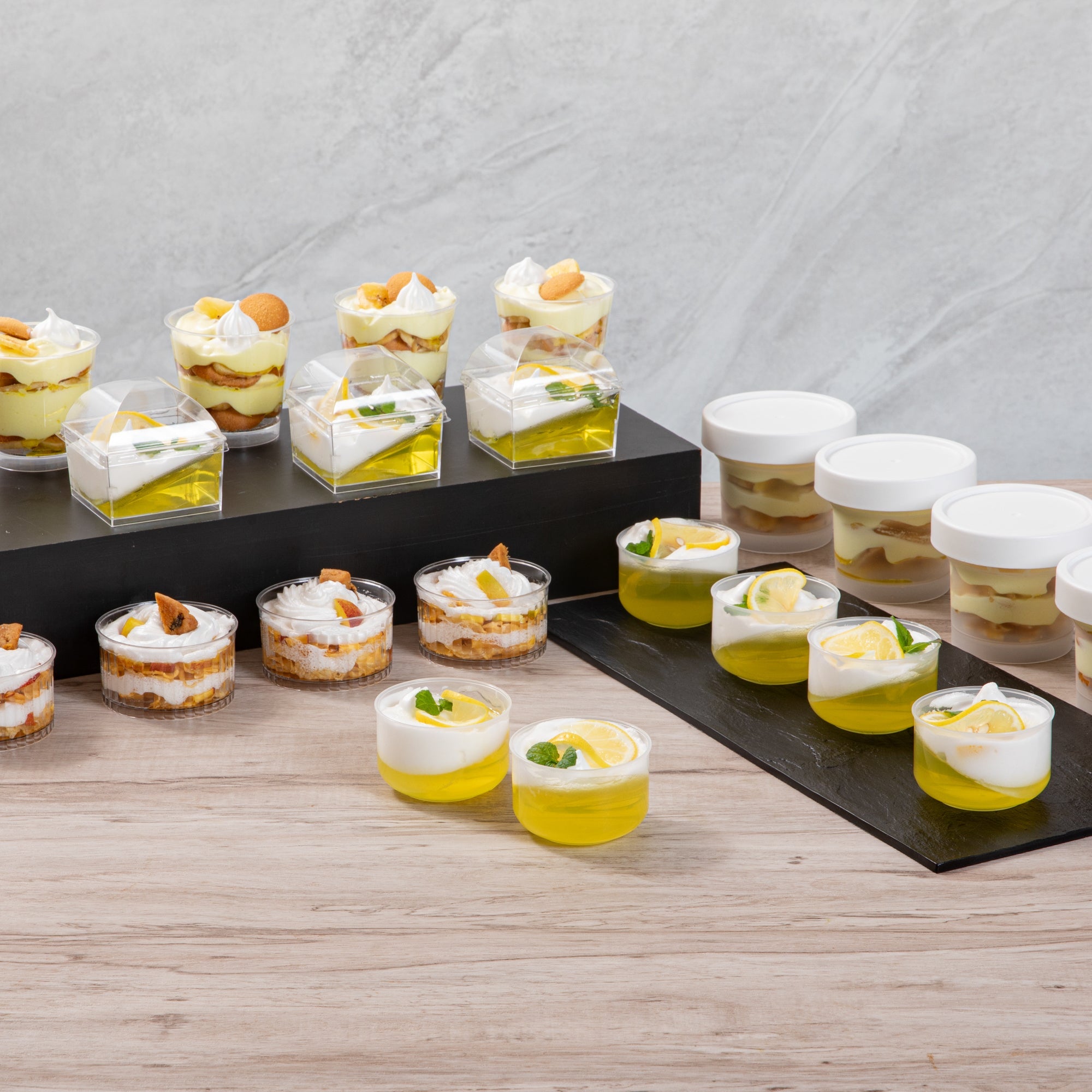 Mini Serve 4 oz Round Clear Plastic Dessert Cup - 2 3/4'' x 2 1/2'' x 1 3/4'' - 25 count box