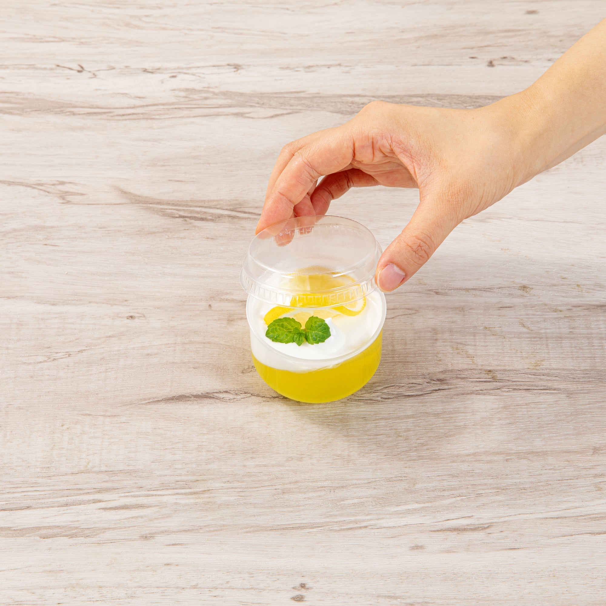 Mini Serve Round Clear Plastic Dome Lid - Fits 4 oz Dessert Cup - 25 count box