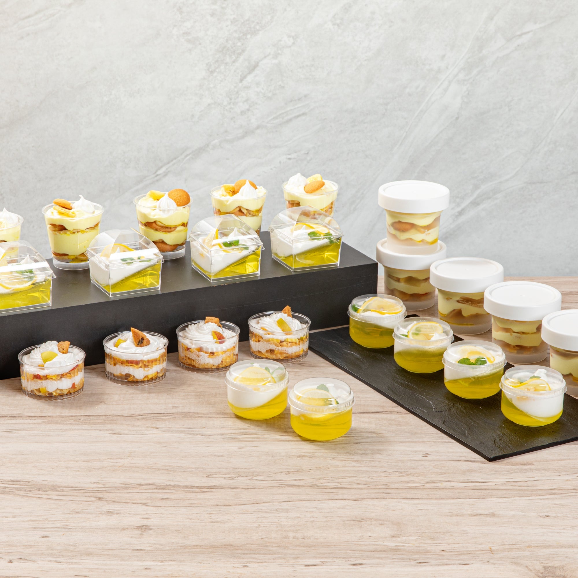 Mini Serve Round Clear Plastic Dome Lid - Fits 4 oz Dessert Cup - 25 count box